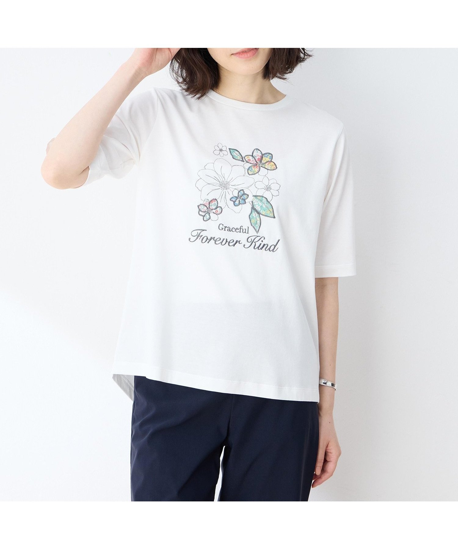 【デコイ/DECOY Since1981】の【冷感】【UVカット】ひやさらコットン プリント 刺繍Tシャツ 人気、トレンドファッション・服の通販 founy(ファニー) ファッション Fashion レディースファッション Fashion for Women トップス・カットソー Cut & Sew Tops シャツ・ブラウス・オフィスカジュアル Elegant Blouses & Button-Ups ロングTシャツ・Tシャツ Longline T-Shirts & Tees フェミニン Feminine, Girly フレア Flare, Flared プリント Print, Printed Pattern other-1|ID: prp329100004785677 ipo3291000000034884222