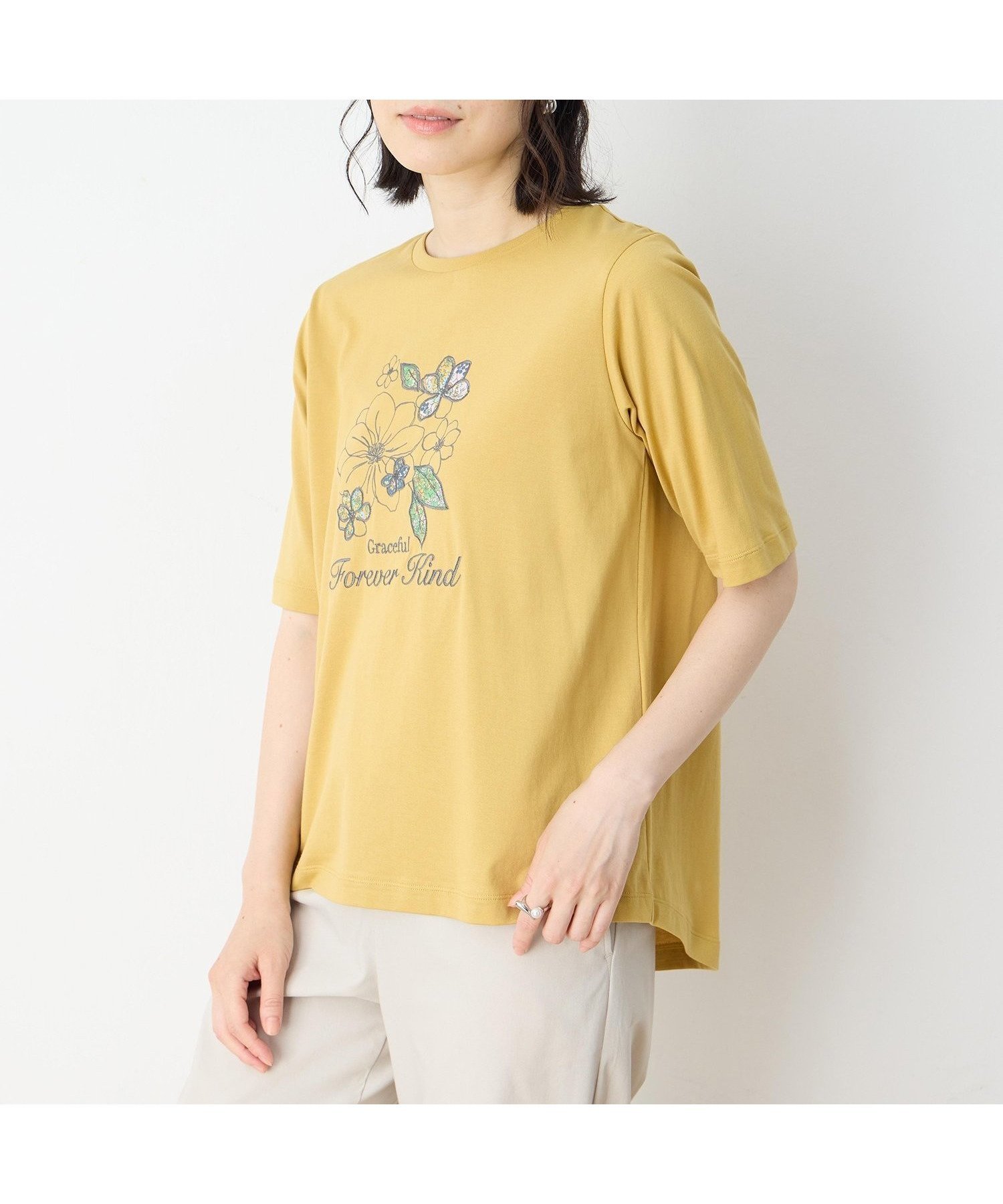 【デコイ/DECOY Since1981】の【冷感】【UVカット】ひやさらコットン プリント 刺繍Tシャツ インテリア・キッズ・メンズ・レディースファッション・服の通販 founy(ファニー) ファッション Fashion レディースファッション Fashion for Women トップス・カットソー Cut & Sew Tops シャツ・ブラウス・オフィスカジュアル Elegant Blouses & Button-Ups ロングTシャツ・Tシャツ Longline T-Shirts & Tees フェミニン Feminine, Girly フレア Flare, Flared プリント Print, Printed Pattern マスタード|ID: prp329100004785677 ipo3291000000034884224