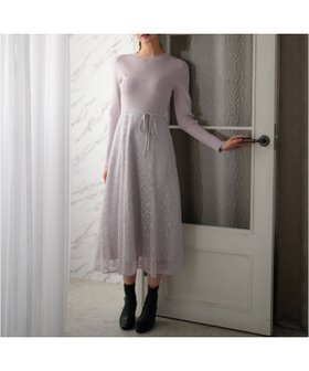 【ミッシュマッシュ/MISCH MASCH】のMM547405 ラメレースニットドッキングワンピース 人気、トレンドファッション・服の通販 founy(ファニー) ファッション Fashion レディースファッション Fashion for Women ワンピース Dresses エレガント 上品 Elegant フィット Fit, Slim Fit リボン Ribbon, Bow レース Lace, Lace Fabric |ID:prp329100004785690