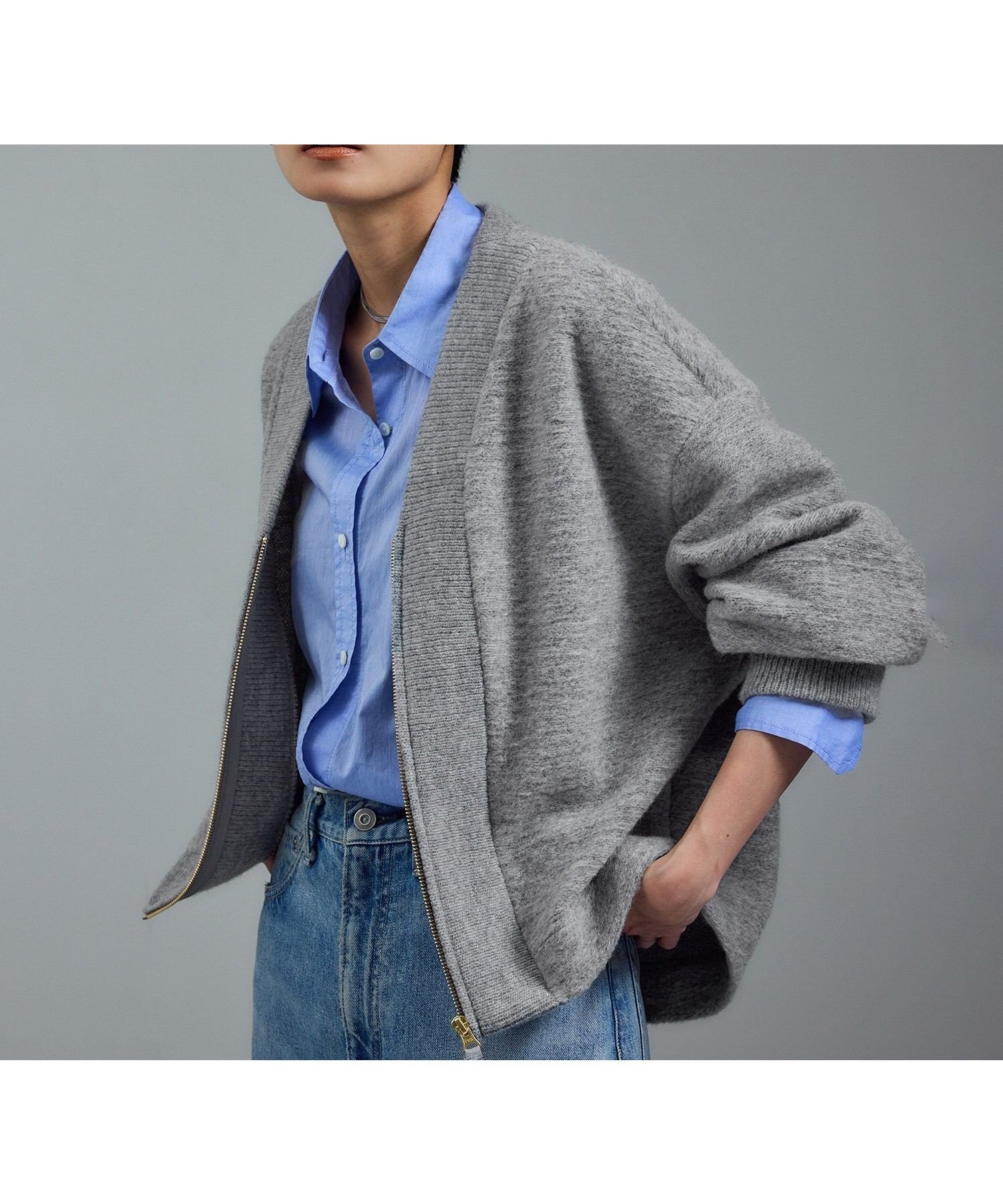 【サロン アダム エ ロペ/SALON adam et rope'】の【WEB限定】イタリアンエアリーブルゾン インテリア・キッズ・メンズ・レディースファッション・服の通販 founy(ファニー) 　ファッション　Fashion　レディースファッション　Fashion for Women　アウター　Coat / Outerwear Collection　ブルゾンジャケット・スポーティアウター　Blouson Jackets　イタリア　Italy　インナー　Innerwear　カーディガン　Cardigan, Knitwear　軽量　Lightweight, Ultra Light　スリム　Slim, Slim Fit　スリーブ　Sleeve, Long Sleeve / Short Sleeve　タイトスカート　Pencil Skirt, Tight Skirt　フィット　Fit, Slim Fit　フレア　Flare, Flared　ブルゾン　Blouson, Bomber Jacket　防寒　Cold Protection, Winter-Ready　マフラー　Scarf, Muffler　リブニット　Rib Knit, Ribbed Knit　ワイド　Wide, Wide Fit　A/W・秋冬　Autumn/Winter　おすすめ　Recommended / Our Picks　エレガント 上品　Elegant　ライトグレー(08)|ID: prp329100004785705 ipo3291000000035045905