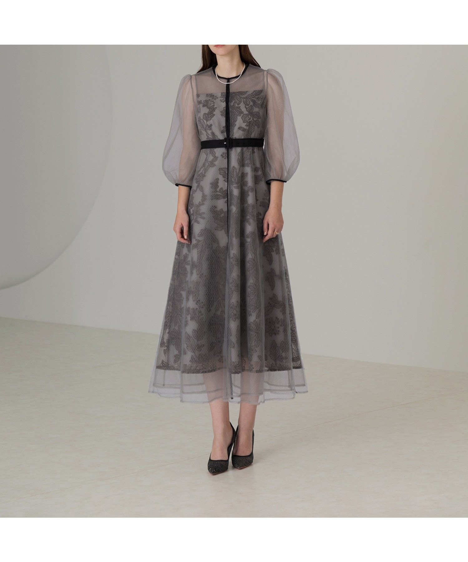 【レジャ/Leja】のLEJA-チュールパイピングリーフベルトAラインワンピースドレス 結婚式 インテリア・キッズ・メンズ・レディースファッション・服の通販 founy(ファニー) 　ファッション　Fashion　レディースファッション　Fashion for Women　ワンピース　Dresses　フォーマル・パーティードレス・結婚式用ドレス　Elegant & Casual Dresses　Aラインワンピース・フレアシルエット　A-Line Dresses / Flared Silhouette Dresses　ベルト&ウエストマーク　Belts & Waist Accessories　インナー　Innerwear　エレガント 上品　Elegant　オケージョン　Occasion Wear　スリーブ　Sleeve, Long Sleeve / Short Sleeve　チュール　Tulip, Tulip Motif　トレンド　Trend, Trending Now　ドレス　Dress, One-Piece　パイピング　Piping, Trim Design　フェミニン　Feminine, Girly　フォーマル　Formal, Dressy　マーメイド　Mermaid, Fishtail Silhouette　リーフ　Leaf, Botanical Leaf　結婚式　Wedding　披露宴　Wedding Reception　二次会　After Party　GRAY|ID: prp329100004785708 ipo3291000000034988048