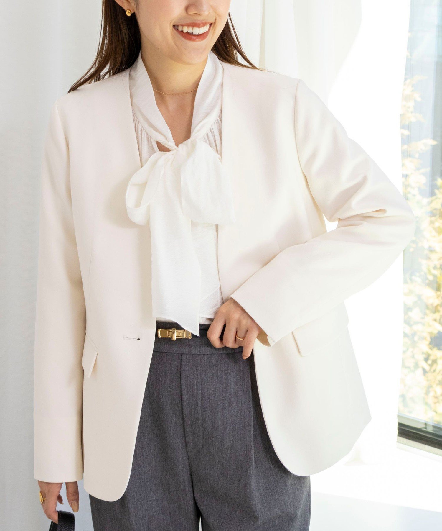 【ノーリーズ/NOLLEY'S】の《セットアップ対応》ウォッシャブルサージストレッチVネックジャケット インテリア・キッズ・メンズ・レディースファッション・服の通販 founy(ファニー) 　ファッション　Fashion　レディースファッション　Fashion for Women　アウター　Coat / Outerwear Collection　レディースジャケット・軽アウター　Jackets　ウォッシャブル　Machine Washable　春　Spring　ジャケット　Jacket, Outerwear　ストレッチ　Stretch, Stretchy Fabric　スリム　Slim, Slim Fit　セットアップ　Set-Up, Coordinated Outfit　おすすめ　Recommended / Our Picks　ビジネス 仕事 通勤　Business / Work / Commuting　2025年　2025　2025-2026秋冬・A/W　Autumn/Winter 2025–26 AW25–26　オフホワイト|ID: prp329100004785751 ipo3291000000034984636