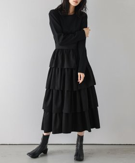 【ラジュール/Lajour】のスウェードフリルワンピース 人気、トレンドファッション・服の通販 founy(ファニー) ファッション Fashion レディースファッション Fashion for Women ワンピース Dresses ドッキング Docking, Mixed Material エレガント 上品 Elegant |ID:prp329100004785785