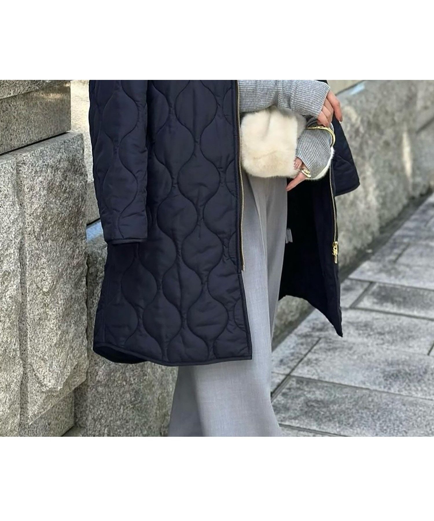 【スタイルドア/STYLEDOOR】のミリタリーキルティングフードコート インテリア・キッズ・メンズ・レディースファッション・服の通販 founy(ファニー) 　ファッション　Fashion　レディースファッション　Fashion for Women　アウター　Coat / Outerwear Collection　コート・ロングコート・ピーコート　Long Coats, Peacoats & More　キルティング　Quilted, Quilting　ポケット　Pocket, Pocket Detail　ロング　Long, Long-Length　人気　Popular, Best Seller　春　Spring　秋　Autumn　A/W・秋冬　Autumn/Winter　防寒　Cold Protection, Winter-Ready　ネイビー|ID: prp329100004785789 ipo3291000000034740080