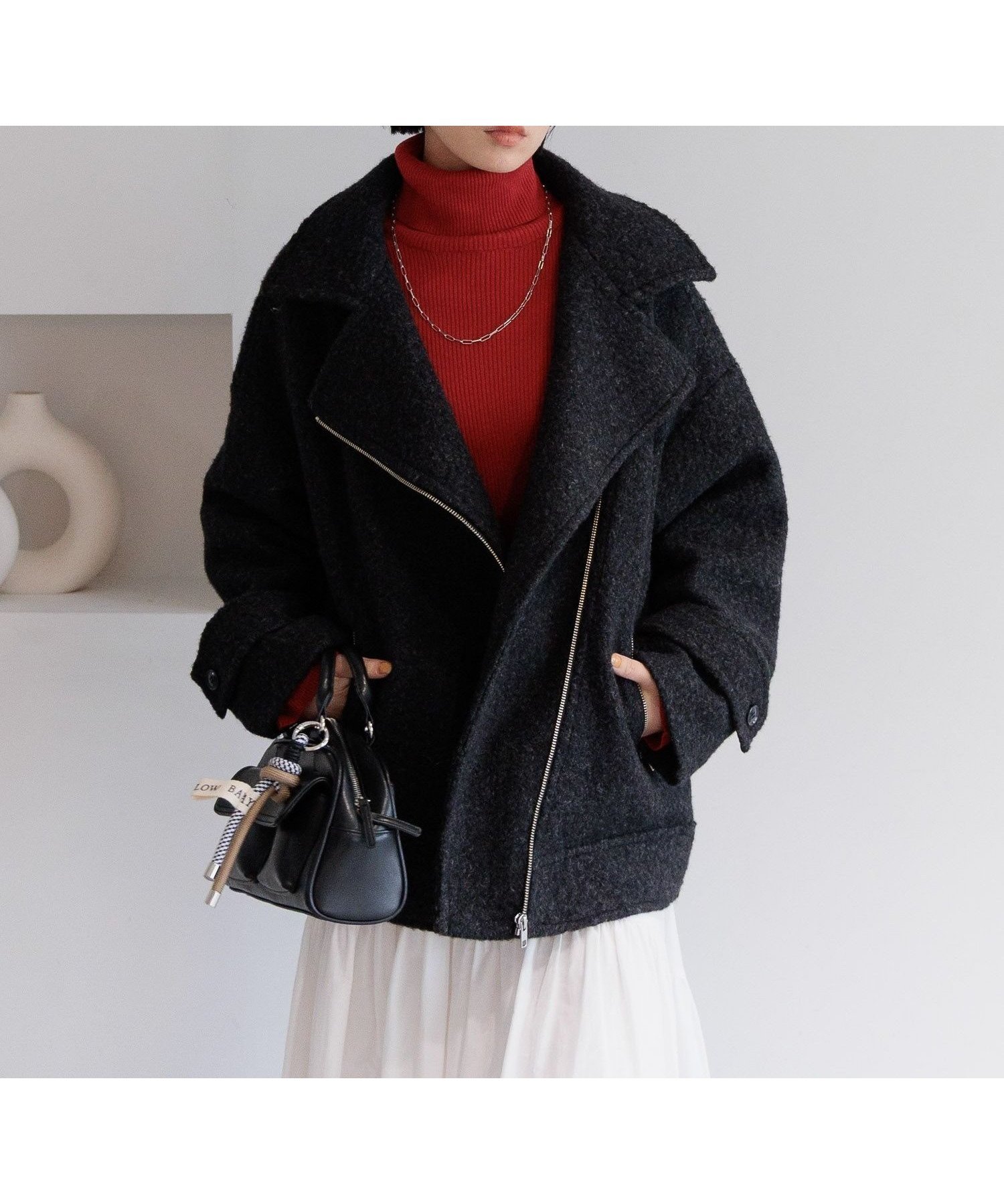 【ベイフロー/BAYFLOW】のウーリーライダースコート 人気、トレンドファッション・服の通販 founy(ファニー) 　ファッション　Fashion　レディースファッション　Fashion for Women　アウター　Coat / Outerwear Collection　コート・ロングコート・ピーコート　Long Coats, Peacoats & More　ライダースジャケット / レザースタイル　Riders Jackets & Biker Style　おすすめ　Recommended / Our Picks　バランス　Balance, Style Balance　ベーシック　Basic, Essential　ボトム　Bottoms, Lower Wear　ミドル　Middle Length, Mid Height　ライダース　Riders　人気　Popular, Best Seller　 other-1|ID: prp329100004785836 ipo3291000000034785258