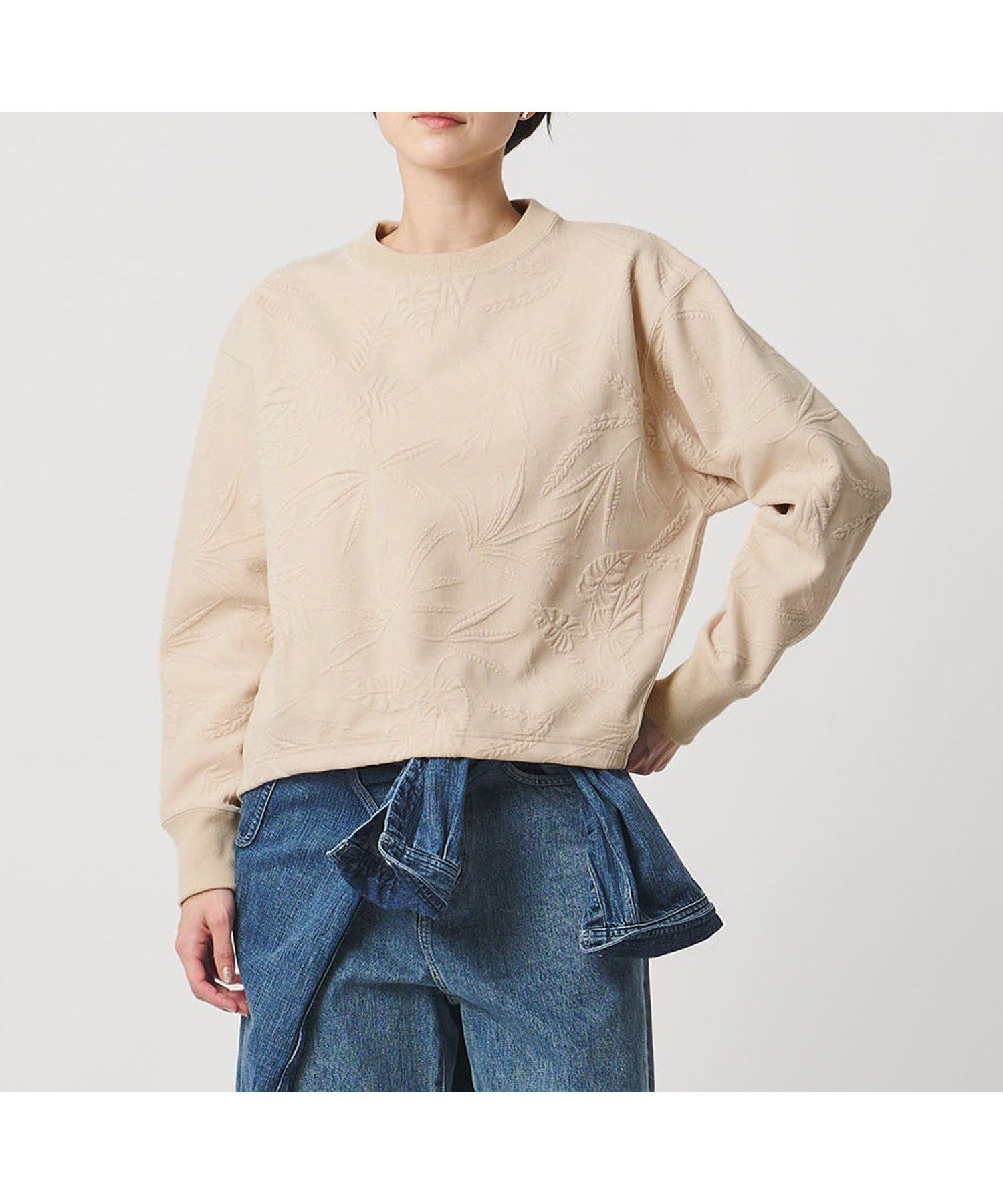 【ユナイテッドアローズ/UNITED ARROWS】のリーヴズ ジャガード スウェット 人気、トレンドファッション・服の通販 founy(ファニー) 　ファッション　Fashion　レディースファッション　Fashion for Women　トップス・カットソー　Cut & Sew Tops　レディースパーカー・カジュアルフーディー　Casual Hoodies & Sweatshirts　スウェット・クルーネックトップス　Sweatshirts & Crewnecks / Relaxed Fit Sweat Tops　スウェット / スエット　Sweatshirt, Sweatwear　人気　Popular, Best Seller　パーカー　Hoodie, Parka　フレア　Flare, Flared　フロント　Front, Front Design　ボタニカル　Botanical, Floral Pattern　エレガント 上品　Elegant　 other-1|ID: prp329100004785898 ipo3291000000035089533