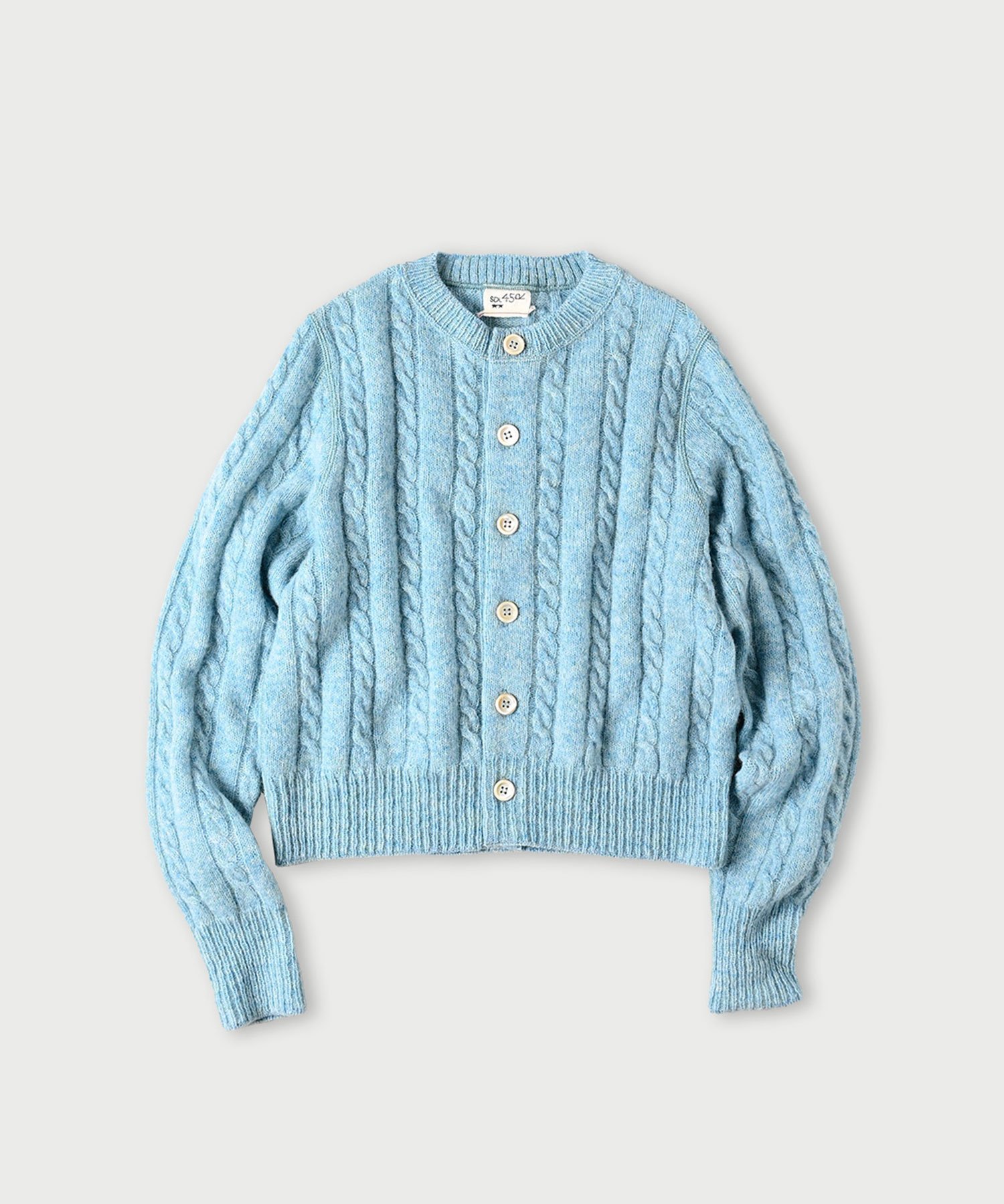 【フォーティファイブ アール/45R】のシェットランドケーブル縮絨のカーディガン インテリア・キッズ・メンズ・レディースファッション・服の通販 founy(ファニー) 　ファッション　Fashion　レディースファッション　Fashion for Women　トップス・カットソー　Cut & Sew Tops　カーディガン・羽織り　Layered Style Cardigans　カーディガン　Cardigan, Knitwear　コンパクト　Compact, Small Size　セーター　Sweater, Knitwear　ターコイズ|ID: prp329100004785905 ipo3291000000034927742