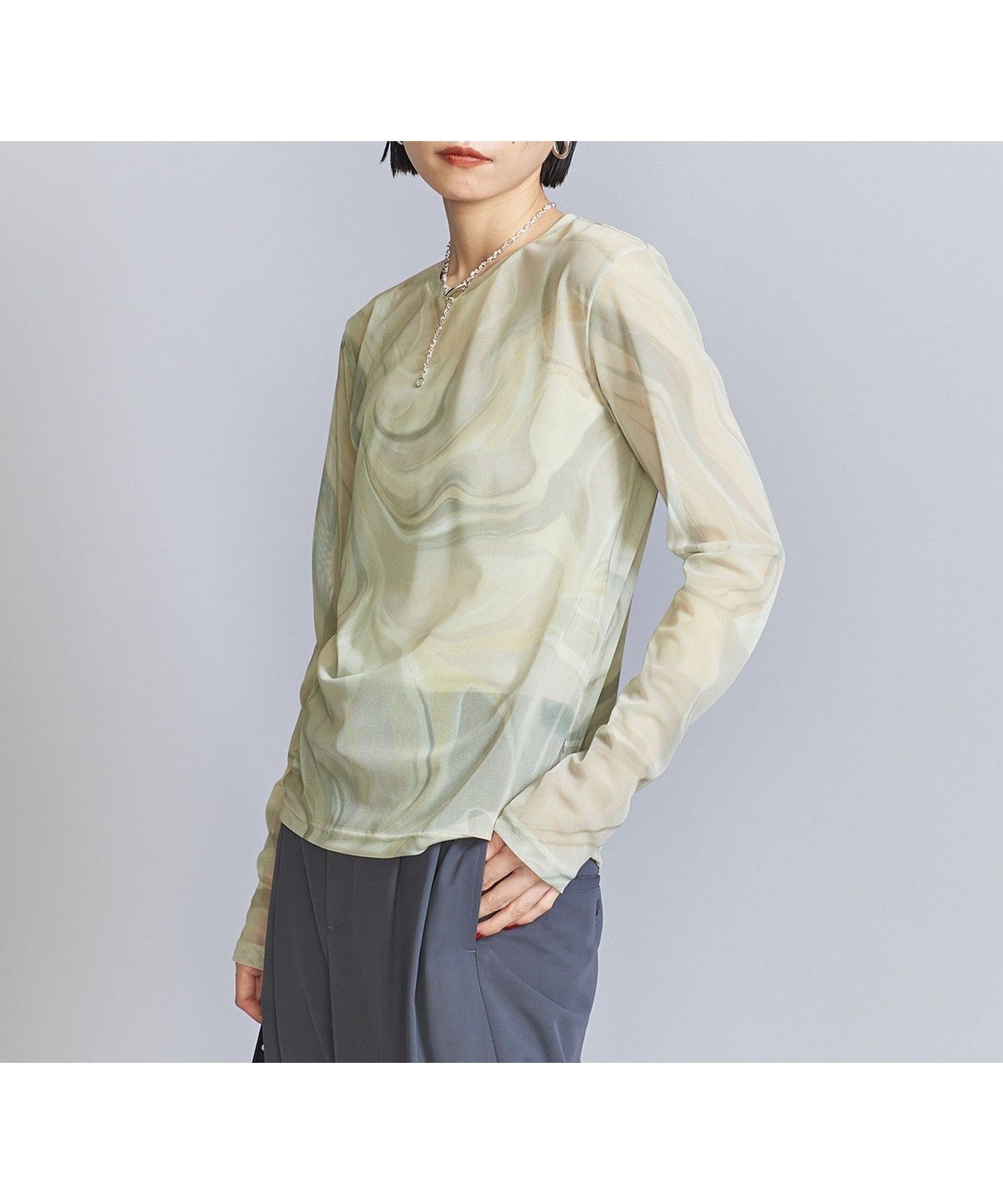 【ユナイテッドアローズ/UNITED ARROWS】のシアーマーブル クルーネック カットソー 人気、トレンドファッション・服の通販 founy(ファニー) ファッション Fashion レディースファッション Fashion for Women トップス・カットソー Cut & Sew Tops カットソー・ベーシックTシャツ Cut-and-Sewn Tops / Stretch Tees & Basics インナー Innerwear 秋 Autumn カットソー Cut and Sewn Top シアー Sheer, See-Through チュール Tulip, Tulip Motif デニム Denim, Jeans Material フェミニン Feminine, Girly プリント Print, Printed Pattern マーブル Marble, Marble Pattern アウトレット Outlet / Clearance おすすめ Recommended / Our Picks other-1|ID: prp329100004785946 ipo3291000000034740787