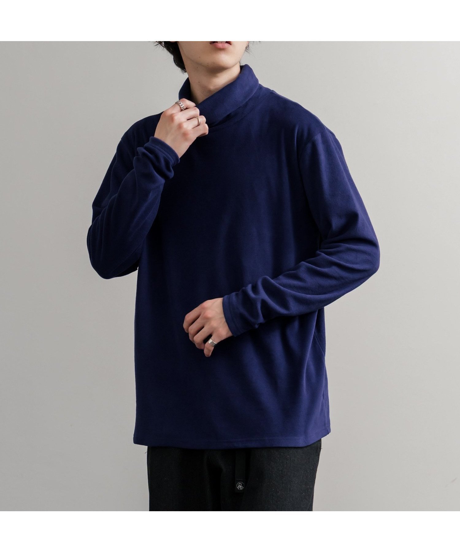 【ロッキーモンロー/Rocky Monroe】のストレッチフリースタートルネック長袖Tシャツ インテリア・キッズ・メンズ・レディースファッション・服の通販 founy(ファニー) 　ファッション　Fashion　レディースファッション　Fashion for Women　トップス・カットソー　Cut & Sew Tops　シャツ・ブラウス・オフィスカジュアル　Elegant Blouses & Button-Ups　ロングTシャツ・Tシャツ　Longline T-Shirts & Tees　タートルネック・ハイネックトップス　Turtlenecks & High-Neck Tops　インナー　Innerwear　シンプル　Simple, Minimal　ストレッチ　Stretch, Stretchy Fabric　タートルネック　Turtleneck, High Neck　長袖　Long Sleeve, Full Sleeve　フィット　Fit, Slim Fit　フォルム　Silhouette, Form　メンズ　Men's, Menswear　リラックス　Relax, Relaxed Fit　ロング　Long, Long-Length　再入荷　Restock / Back in Stock　おすすめ　Recommended / Our Picks　6.ネイビー|ID: prp329100004785959 ipo3291000000034901445