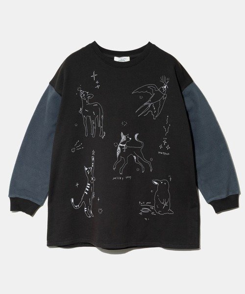 【ゴースローキャラバン/go slow caravan】のJUICY/ジューシー 手書き風動物プリントPO (WOMENS) インテリア・キッズ・メンズ・レディースファッション・服の通販 founy(ファニー) 　ファッション　Fashion　レディースファッション　Fashion for Women　シンプル　Simple, Minimal　デニム　Denim, Jeans Material　トレンド　Trend, Trending Now　プリント　Print, Printed Pattern　ブラック|ID: prp329100004786004 ipo3291000000034961118