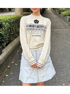 【リリーブラウン/Lily Brown】の【LILY BROWN×MARY QUANT】ジャガードロゴニットトップス 人気、トレンドファッション・服の通販 founy(ファニー) ファッション Fashion レディースファッション Fashion for Women トップス・カットソー Cut & Sew Tops ニット Knit Tops & Sweaters クラシカル Classical, Vintage-Inspired コラボ Collaboration, Collab スマート Smart, Elegant デニム Denim, Jeans Material 人気 Popular, Best Seller バランス Balance, Style Balance ボトム Bottoms, Lower Wear ロンドン London Style, British Inspired 冬 Winter / This Winter |ID:prp329100004786038