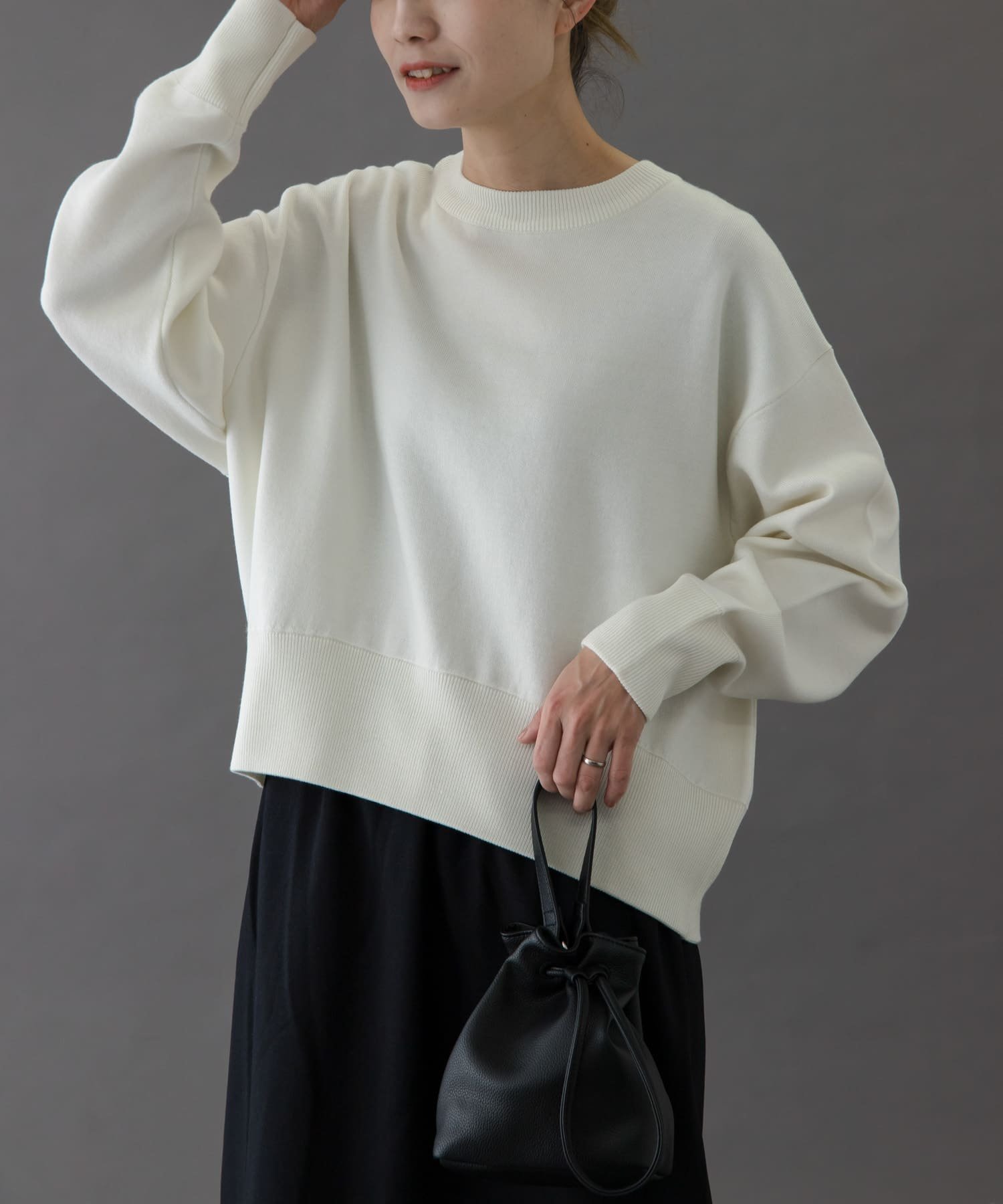 【アーバンリサーチ ドアーズ/URBAN RESEARCH DOORS】のFORK SPOON ダブルフェイスクルーネックニット インテリア・キッズ・メンズ・レディースファッション・服の通販 founy(ファニー) 　ファッション　Fashion　レディースファッション　Fashion for Women　トップス・カットソー　Cut & Sew Tops　ニット　Knit Tops & Sweaters　2025年　2025　2025-2026秋冬・A/W　Autumn/Winter 2025–26 AW25–26　冬　Winter / This Winter　シンプル　Simple, Minimal　ダブル　Double, Double-Breasted　バランス　Balance, Style Balance　フェイス　Face, Facial Design　フラット　Flat, Flat Shoes　ベーシック　Basic, Essential　モダン　Modern, Contemporary　ワイド　Wide, Wide Fit　定番　Standard, Basic Item　A/W・秋冬　Autumn/Winter　OFF|ID: prp329100004786071 ipo3291000000035001934