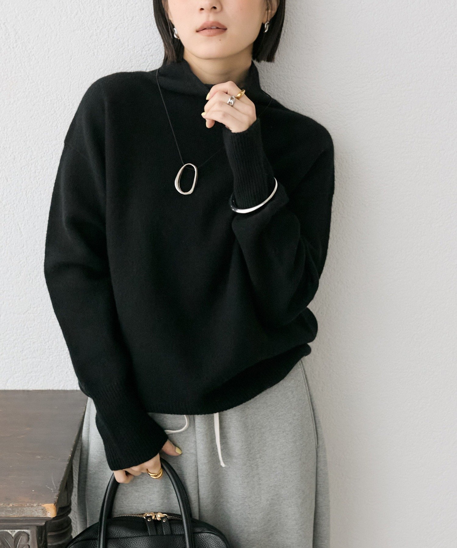 【リヴドロワ/RIVE DROITE】の【5色展開/万能トップス】ウール100NEWボトルネックニット インテリア・キッズ・メンズ・レディースファッション・服の通販 founy(ファニー) 　ファッション　Fashion　レディースファッション　Fashion for Women　トップス・カットソー　Cut & Sew Tops　ニット　Knit Tops & Sweaters　アクセサリー　Fashion Accessories　コンパクト　Compact, Small Size　シンプル　Simple, Minimal　タートルネック　Turtleneck, High Neck　デニム　Denim, Jeans Material　人気　Popular, Best Seller　ベーシック　Basic, Essential　ボトルネック　Bottle Neck, Mock Neck　ロング　Long, Long-Length　再入荷　Restock / Back in Stock　おすすめ　Recommended / Our Picks　ビジネス 仕事 通勤　Business / Work / Commuting　ブラック|ID: prp329100004786082 ipo3291000000034905504