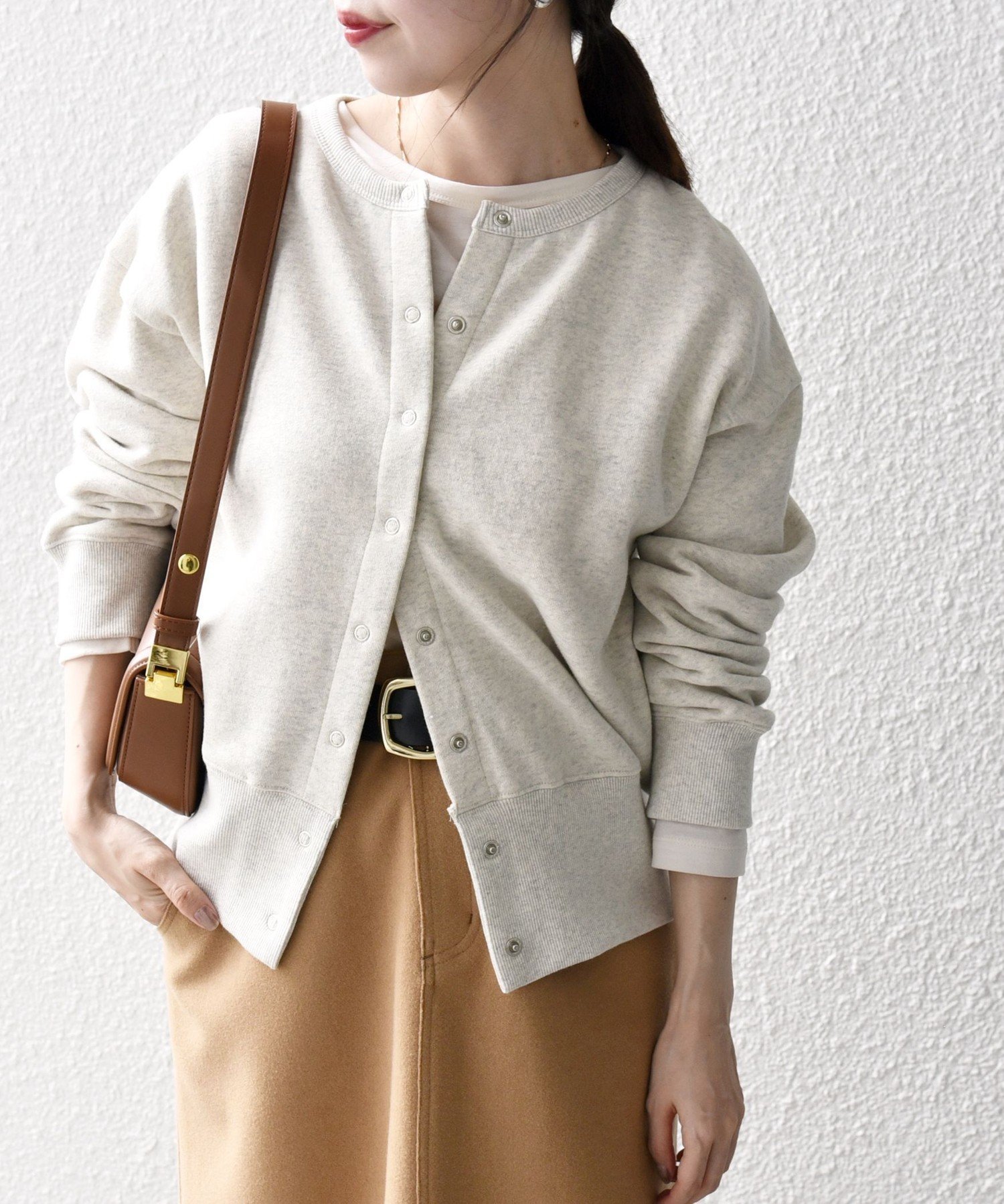 【シップス フォー ウィメン/SHIPS】の【WEB限定】SHIPS any USA コットン 裏起毛 コンパクト スナップ カーディガン インテリア・キッズ・メンズ・レディースファッション・服の通販 founy(ファニー) 　ファッション　Fashion　レディースファッション　Fashion for Women　トップス・カットソー　Cut & Sew Tops　カーディガン・羽織り　Layered Style Cardigans　洗える　Machine Washable　カーディガン　Cardigan, Knitwear　コンパクト　Compact, Small Size　ショルダー　Shoulder, Shoulder Strap　シンプル　Simple, Minimal　ドロップ　Drop Shoulder, Dropped Style　人気　Popular, Best Seller　フィット　Fit, Slim Fit　おすすめ　Recommended / Our Picks　2025年　2025　2025-2026秋冬・A/W　Autumn/Winter 2025–26 AW25–26　ナチュラル|ID: prp329100004786086 ipo3291000000034812944