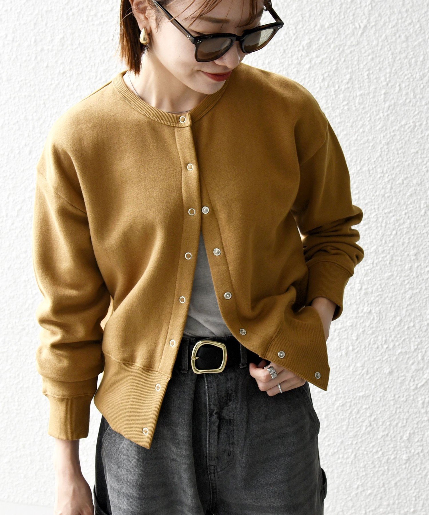 【シップス フォー ウィメン/SHIPS】の【WEB限定】SHIPS any USA コットン 裏起毛 コンパクト スナップ カーディガン インテリア・キッズ・メンズ・レディースファッション・服の通販 founy(ファニー) 　ファッション　Fashion　レディースファッション　Fashion for Women　トップス・カットソー　Cut & Sew Tops　カーディガン・羽織り　Layered Style Cardigans　洗える　Machine Washable　カーディガン　Cardigan, Knitwear　コンパクト　Compact, Small Size　ショルダー　Shoulder, Shoulder Strap　シンプル　Simple, Minimal　ドロップ　Drop Shoulder, Dropped Style　人気　Popular, Best Seller　フィット　Fit, Slim Fit　おすすめ　Recommended / Our Picks　2025年　2025　2025-2026秋冬・A/W　Autumn/Winter 2025–26 AW25–26　キャメル|ID: prp329100004786086 ipo3291000000034812947