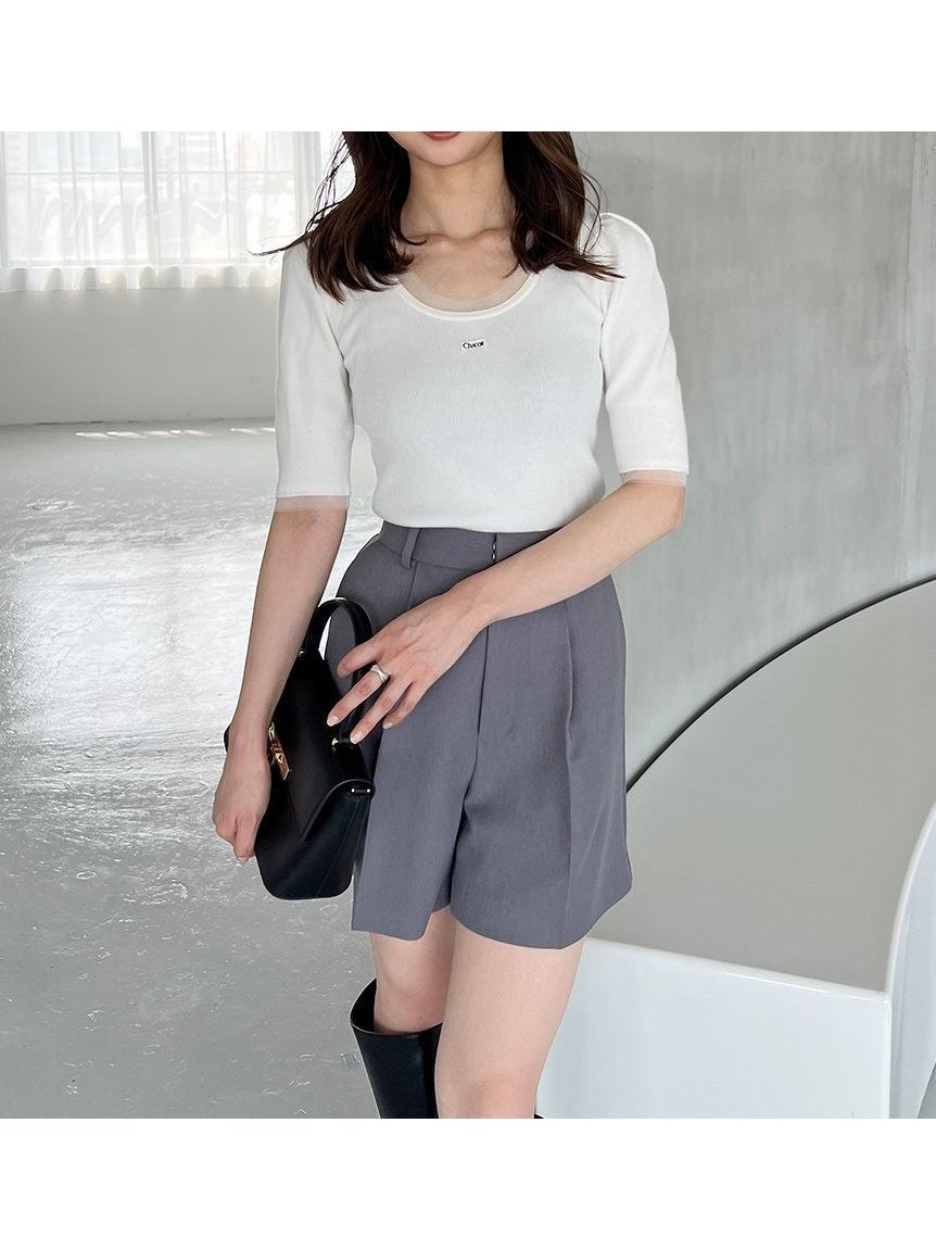 【スナイデル/SNIDEL】の【Chacott】リブニットプルオーバー 人気、トレンドファッション・服の通販 founy(ファニー) 　ファッション　Fashion　レディースファッション　Fashion for Women　トップス・カットソー　Cut & Sew Tops　ニット　Knit Tops & Sweaters　カジュアルプルオーバー・ニットトップス　Pullovers & Knit Tops / Casual Pullovers　ウェーブ　Wavy Pattern　シンプル　Simple, Minimal　ジャケット　Jacket, Outerwear　ストレート　Straight, Straight Cut　スマート　Smart, Elegant　チュール　Tulip, Tulip Motif　バレエ　Ballet, Ballet Style　フィット　Fit, Slim Fit　フロント　Front, Front Design　半袖　Short Sleeve, Half Sleeve　おすすめ　Recommended / Our Picks　 other-1|ID: prp329100004786204 ipo3291000000034741845