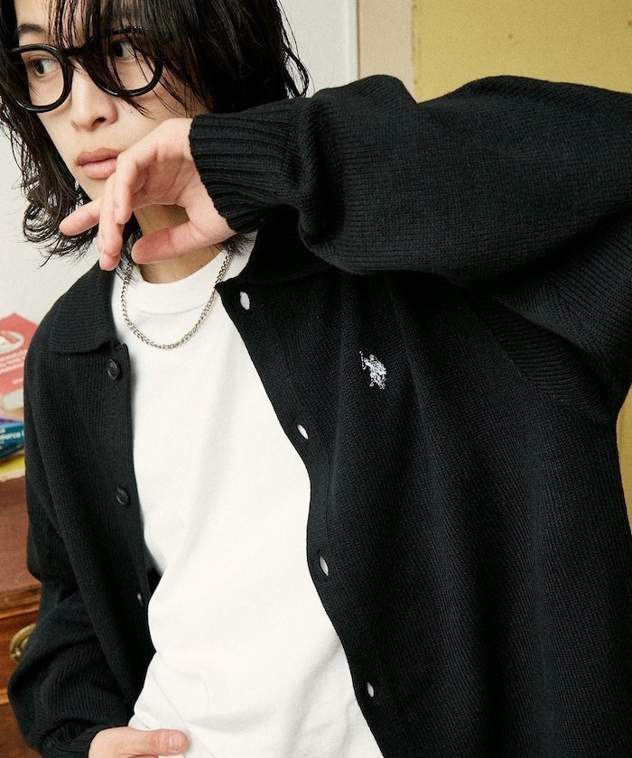 【フリークスストア/FREAK'S STORE】の別注 POLO KNIT CARDIGAN/ポロニットカーディガン(限定展開) 25AW インテリア・キッズ・メンズ・レディースファッション・服の通販 founy(ファニー) 　ファッション　Fashion　レディースファッション　Fashion for Women　トップス・カットソー　Cut & Sew Tops　ニット　Knit Tops & Sweaters　カーディガン・羽織り　Layered Style Cardigans　2025年　2025　2025-2026秋冬・A/W　Autumn/Winter 2025–26 AW25–26　冬　Winter / This Winter　アクリル　Acrylic Material　インナー　Innerwear　カーディガン　Cardigan, Knitwear　シンプル　Simple, Minimal　トレンド　Trend, Trending Now　ポロシャツ　Polo Shirt, Collared Tee　モチーフ　Motif, Design Theme　リラックス　Relax, Relaxed Fit　ワンポイント　One Point, Statement Accent　エレガント 上品　Elegant　別注　Limited Edition, Custom Order　A/W・秋冬　Autumn/Winter　ブラック|ID: prp329100004786207 ipo3291000000034788894