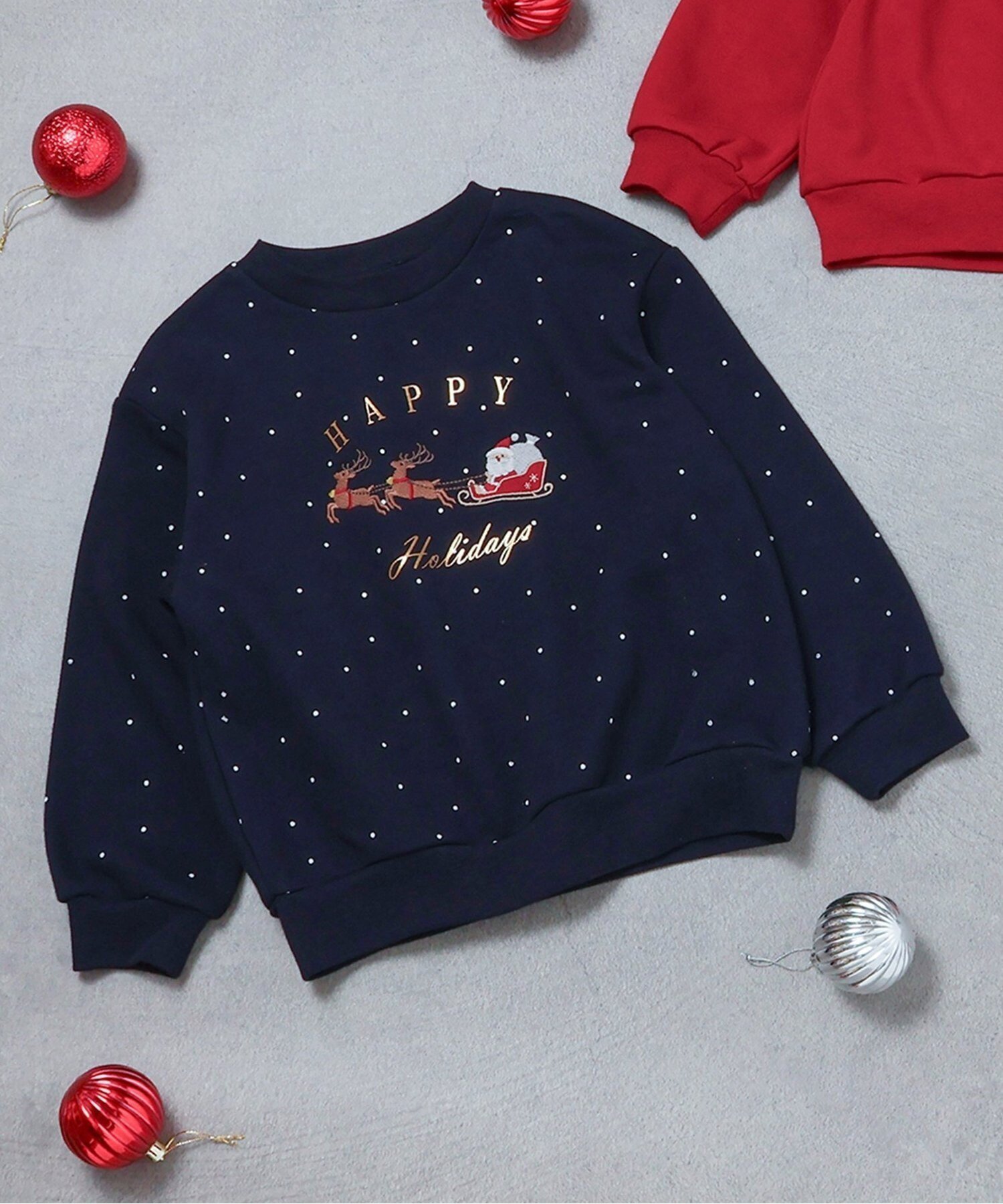 【エフオー オンラインストア/F.O.Online Store / KIDS】の【リンク】クリスマスモチーフトレーナー インテリア・キッズ・メンズ・レディースファッション・服の通販 founy(ファニー) 　ファッション　Fashion　キッズファッション　Fashion for Kids　トレーナー　Sweatshirt, Trainer　ネイビーブルー|ID: prp329100004786260 ipo3291000000034742082