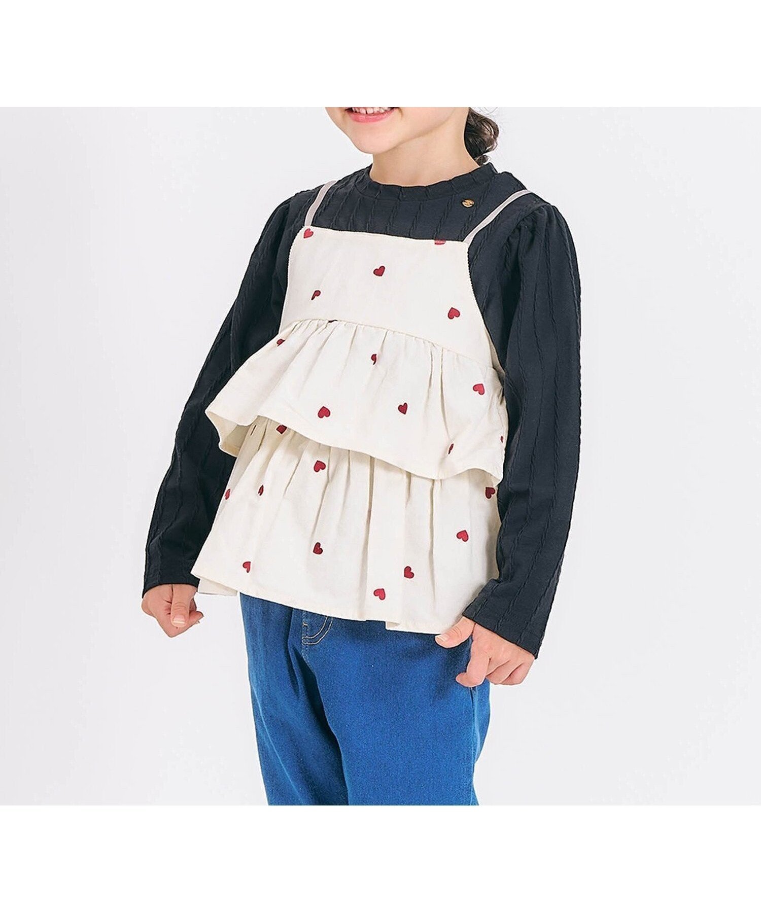 【エフオー オンラインストア/F.O.Online Store / KIDS】の【リンク】ティアードドッキングトップス インテリア・キッズ・メンズ・レディースファッション・服の通販 founy(ファニー) 　ファッション　Fashion　キッズファッション　Fashion for Kids　トップス・カットソー　Cut & Sew Tops　トレーナー　Sweatshirt, Trainer　ブラック|ID: prp329100004786276 ipo3291000000034742138