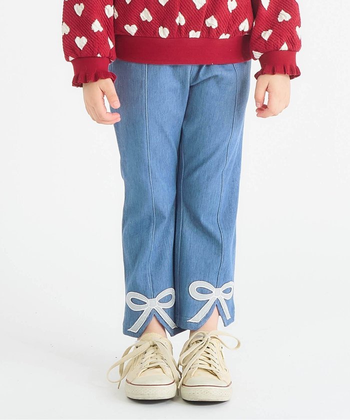 【エフオー オンラインストア/F.O.Online Store / KIDS】のWEB限定 裏起毛リボンスリットカットソーパンツ 10分丈 インテリア・キッズ・メンズ・レディースファッション・服の通販 founy(ファニー) https://founy.com/ ファッション Fashion キッズファッション Fashion for Kids トップス・カットソー Cut & Sew Tops ボトムス Bottoms |ID: prp329100004786324 ipo3291000000034961450