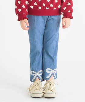 【エフオー オンラインストア/F.O.Online Store / KIDS】のWEB限定 裏起毛リボンスリットカットソーパンツ 10分丈 人気、トレンドファッション・服の通販 founy(ファニー) ファッション Fashion キッズファッション Fashion for Kids トップス・カットソー Cut & Sew Tops ボトムス Bottoms |ID:prp329100004786324