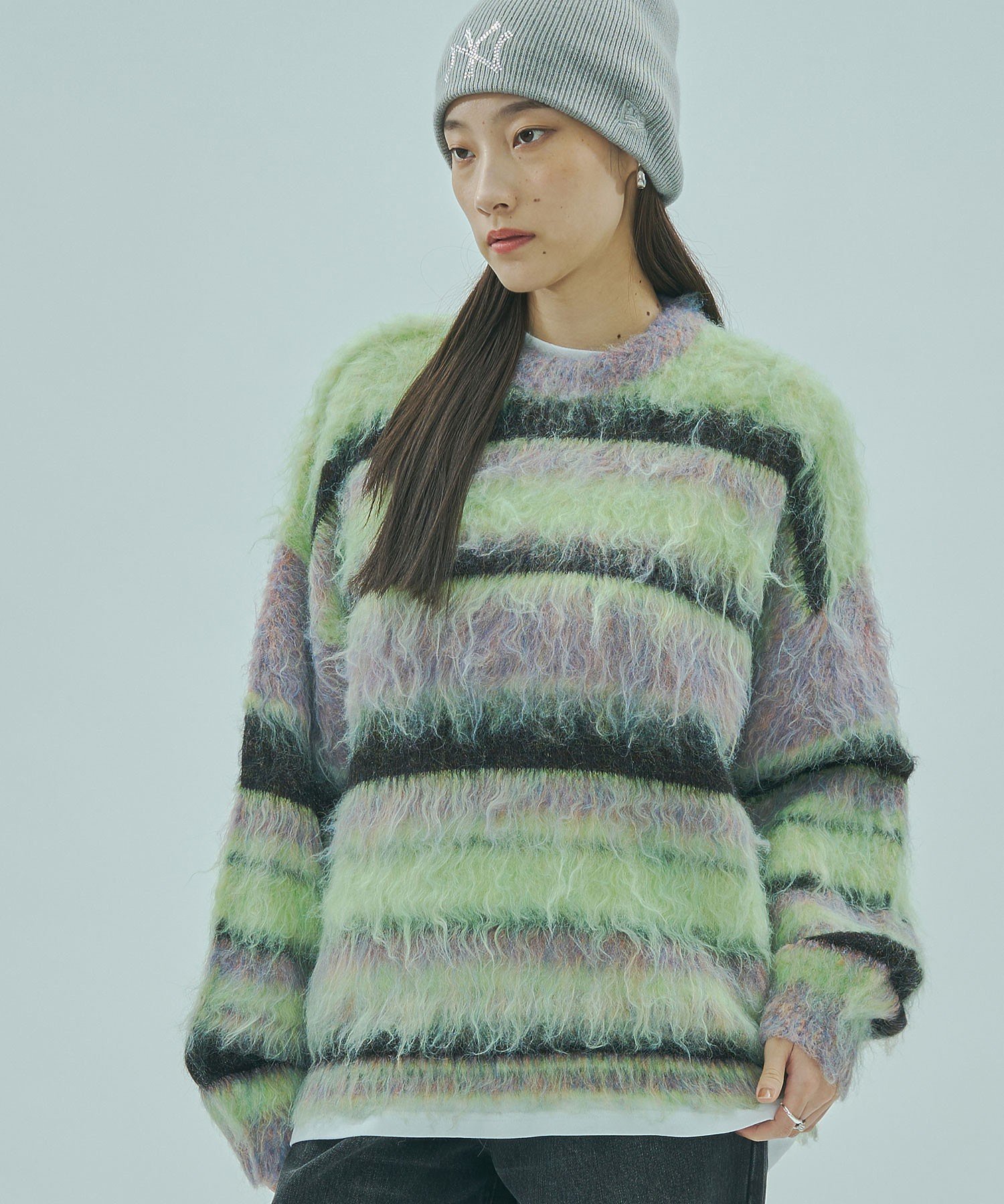 【ローズバッド/ROSE BUD】のSTRIPE KNIT TOP インテリア・キッズ・メンズ・レディースファッション・服の通販 founy(ファニー) 　ファッション　Fashion　レディースファッション　Fashion for Women　トップス・カットソー　Cut & Sew Tops　ニット　Knit Tops & Sweaters　イエロー　Yellow　デニム　Denim, Jeans Material　バランス　Balance, Style Balance　ベーシック　Basic, Essential　ボーダー　Border, Stripe　ミックス　Mix, Mixed Style　GREEN|ID: prp329100004786342 ipo3291000000035153438