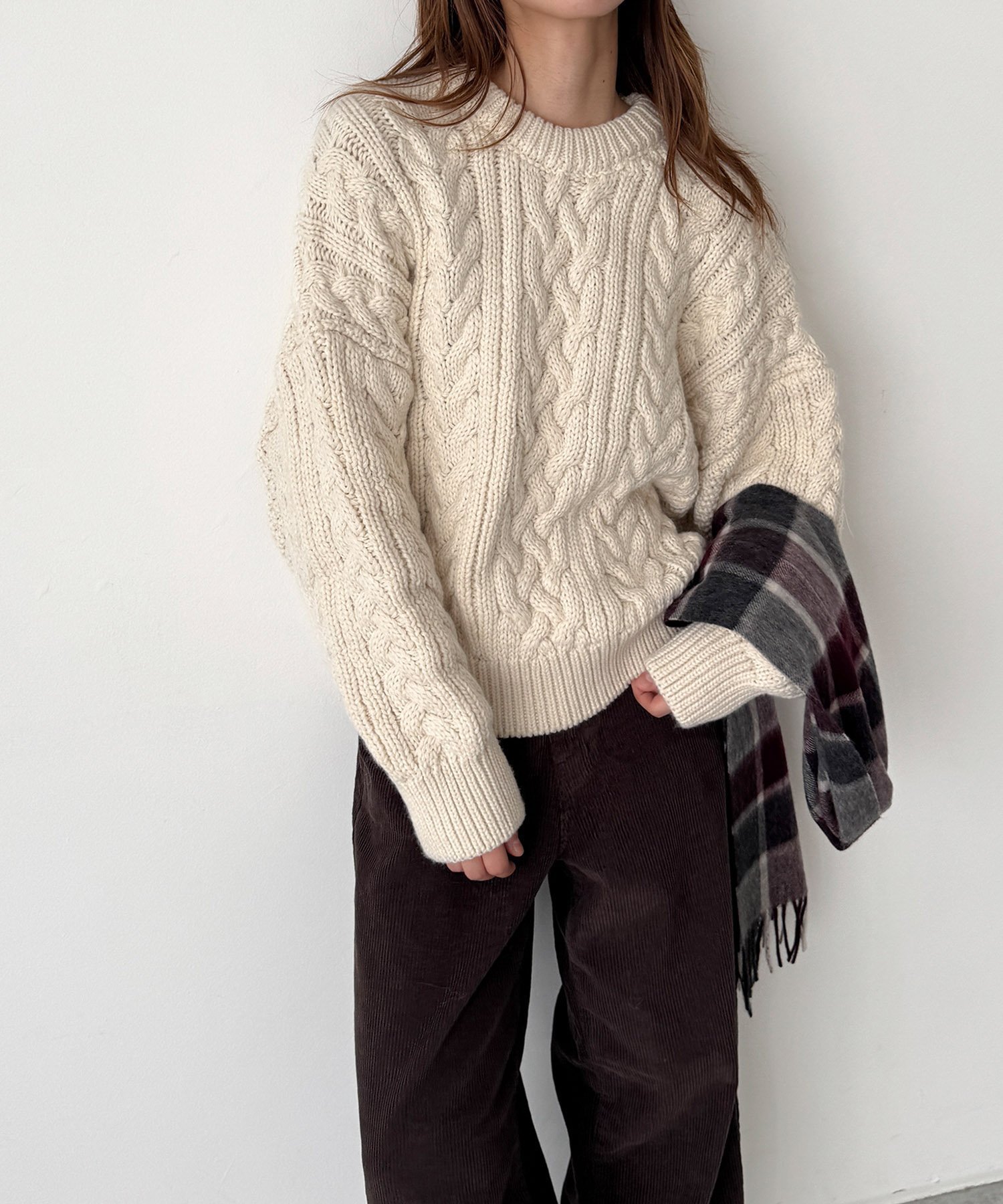 【キャナルジーン/CANAL JEAN】のEl mar ケーブルクルーニット 人気、トレンドファッション・服の通販 founy(ファニー) 　ファッション　Fashion　レディースファッション　Fashion for Women　トップス・カットソー　Cut & Sew Tops　ニット　Knit Tops & Sweaters　デニム　Denim, Jeans Material　ボトム　Bottoms, Lower Wear　ワイド　Wide, Wide Fit　 other-1|ID: prp329100004786356 ipo3291000000035112911