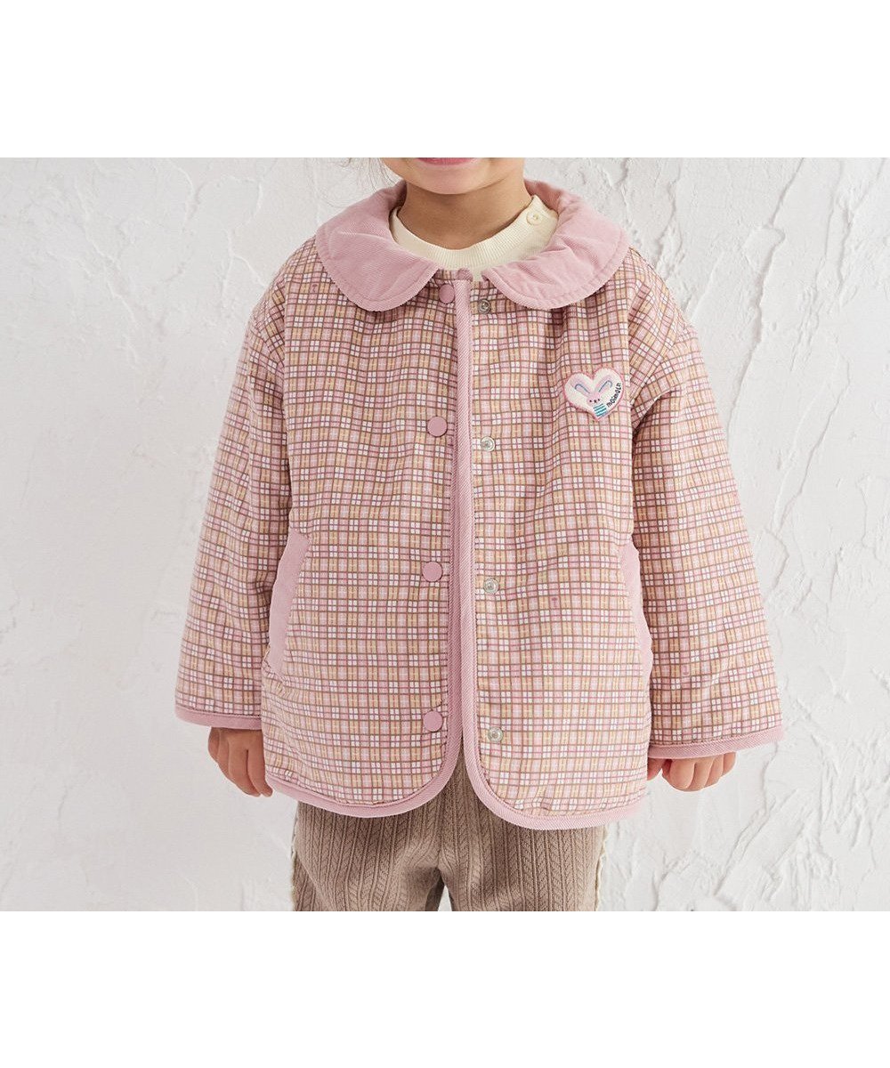 【モイモルン/moimoln / KIDS】のリバーシブルラビット軽量パデットジャケット 人気、トレンドファッション・服の通販 founy(ファニー) 　ファッション　Fashion　キッズファッション　Fashion for Kids　アウター　Coat Outerwear /Kids　キルティング　Quilted, Quilting　コーデュロイ　Corduroy, Cord Fabric　ジャケット　Jacket, Outerwear　チェック　Check, Plaid, Tartan　パターン　Pattern, Design Print　リバーシブル　Reversible, Two-Sided　軽量　Lightweight, Ultra Light　 other-1|ID: prp329100004786380 ipo3291000000034742557