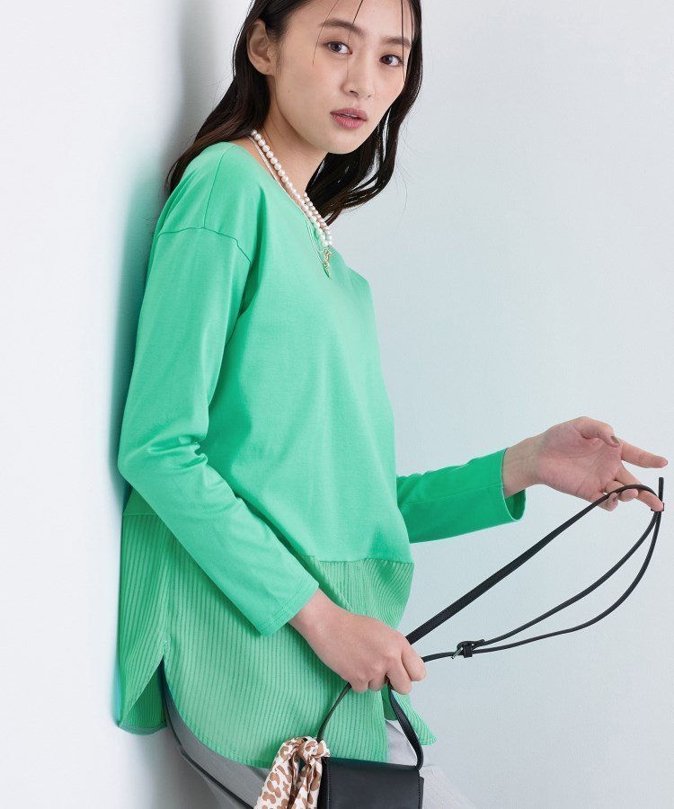 【インディヴィ/INDIVI】の【コットン】シャツ切り替えカットソー インテリア・キッズ・メンズ・レディースファッション・服の通販 founy(ファニー) ファッション Fashion レディースファッション Fashion for Women トップス・カットソー Cut & Sew Tops シャツ・ブラウス・オフィスカジュアル Elegant Blouses & Button-Ups カットソー・ベーシックTシャツ Cut-and-Sewn Tops / Stretch Tees & Basics 春 Spring 秋 Autumn カットソー Cut and Sewn Top シルケット Silket, Silky Cotton ストレッチ Stretch, Stretchy Fabric スマート Smart, Elegant スーピマ Supima, Premium Cotton 定番 Standard, Basic Item ボトム Bottoms, Lower Wear ワイド Wide, Wide Fit 冬 Winter / This Winter グリーン|ID: prp329100004786386 ipo3291000000035021854