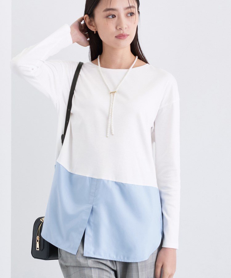 【インディヴィ/INDIVI】の【コットン】シャツ切り替えカットソー インテリア・キッズ・メンズ・レディースファッション・服の通販 founy(ファニー) ファッション Fashion レディースファッション Fashion for Women トップス・カットソー Cut & Sew Tops シャツ・ブラウス・オフィスカジュアル Elegant Blouses & Button-Ups カットソー・ベーシックTシャツ Cut-and-Sewn Tops / Stretch Tees & Basics 春 Spring 秋 Autumn カットソー Cut and Sewn Top シルケット Silket, Silky Cotton ストレッチ Stretch, Stretchy Fabric スマート Smart, Elegant スーピマ Supima, Premium Cotton 定番 Standard, Basic Item ボトム Bottoms, Lower Wear ワイド Wide, Wide Fit 冬 Winter / This Winter オフホワイト|ID: prp329100004786386 ipo3291000000035021855