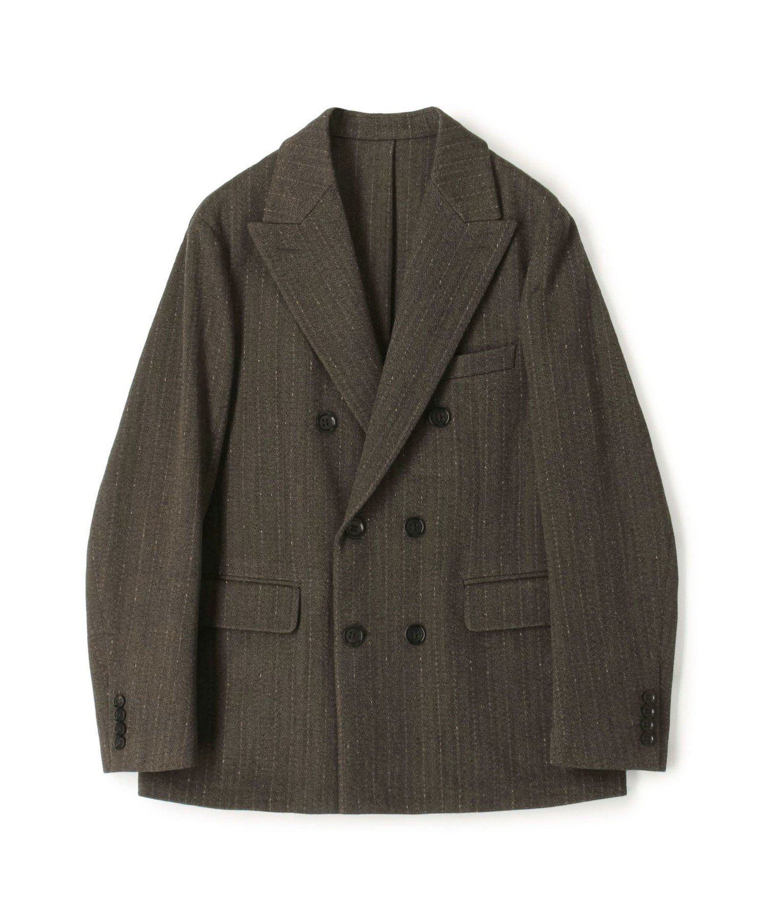 【トゥモローランド/TOMORROWLAND / MEN】のウールアクリルナイロンストライプ ダブルブレステッド6Bジャケット インテリア・キッズ・メンズ・レディースファッション・服の通販 founy(ファニー) 　ファッション　Fashion　メンズファッション　Fashion for Men　アクリル　Acrylic Material　ショルダー　Shoulder, Shoulder Strap　ジャケット　Jacket, Outerwear　セットアップ　Set-Up, Coordinated Outfit　フロント　Front, Front Design　58 ダークグリーン系|ID: prp329100004786391 ipo3291000000034742596