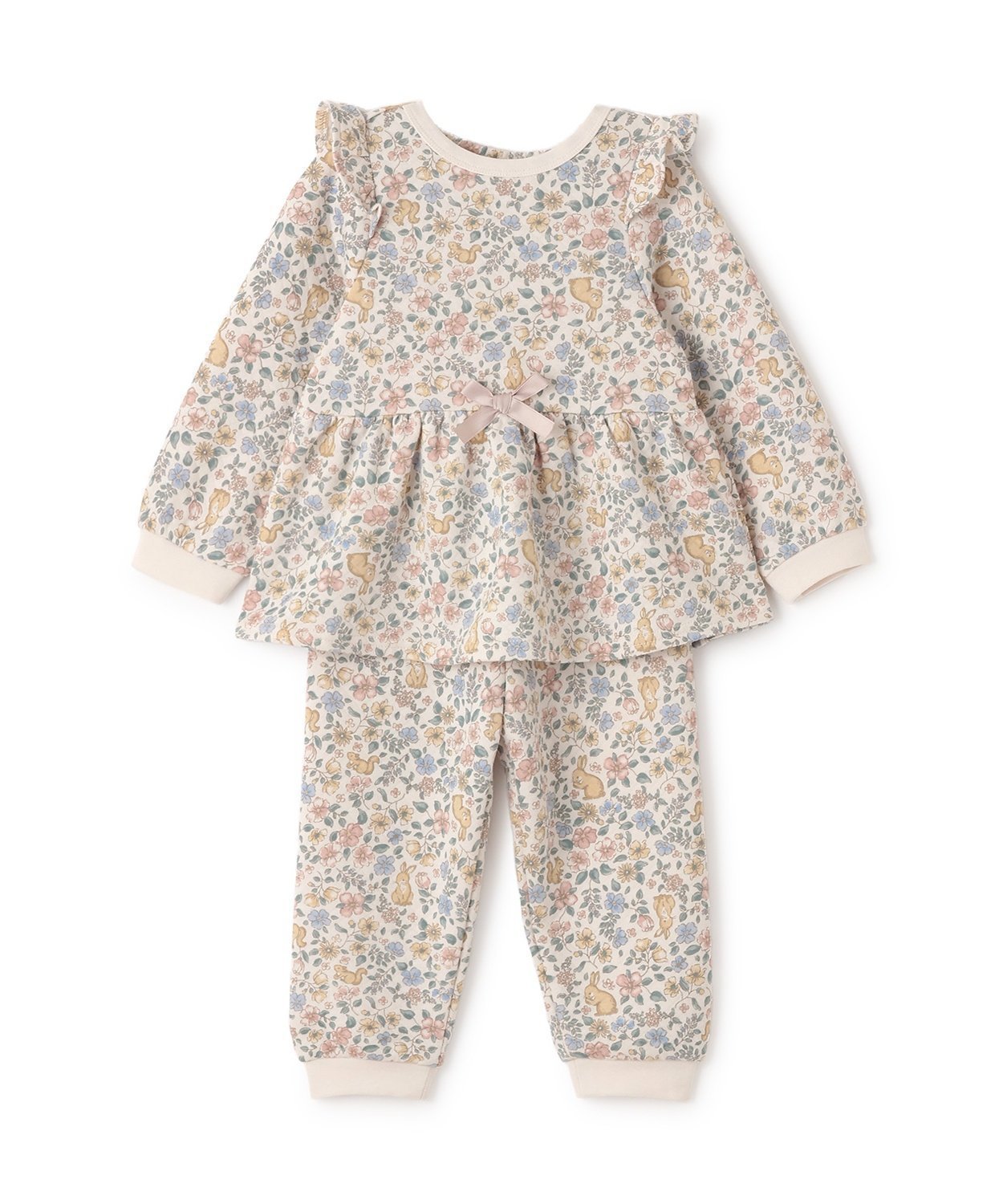 【ナルミヤ オンライン/NARUMIYA ONELINE / KIDS】のGIRLSキルティングパジャマ インテリア・キッズ・メンズ・レディースファッション・服の通販 founy(ファニー) ファッション Fashion キッズファッション Fashion for Kids キルティング Quilted, Quilting パジャマ Pajamas, Sleepwear フリル Frill, Ruffle ポケット Pocket, Pocket Detail リボン Ribbon, Bow アイボリー|ID: prp329100004786438 ipo3291000000034900384