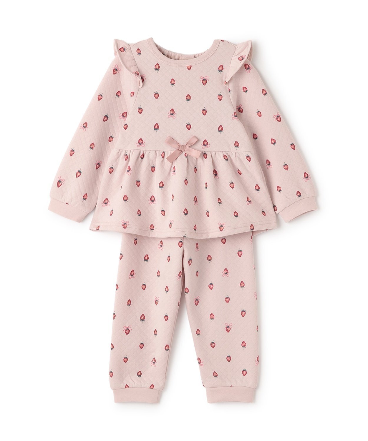 【ナルミヤ オンライン/NARUMIYA ONELINE / KIDS】のGIRLSキルティングパジャマ インテリア・キッズ・メンズ・レディースファッション・服の通販 founy(ファニー) ファッション Fashion キッズファッション Fashion for Kids キルティング Quilted, Quilting パジャマ Pajamas, Sleepwear フリル Frill, Ruffle ポケット Pocket, Pocket Detail リボン Ribbon, Bow ライト ピンク|ID: prp329100004786438 ipo3291000000034900385