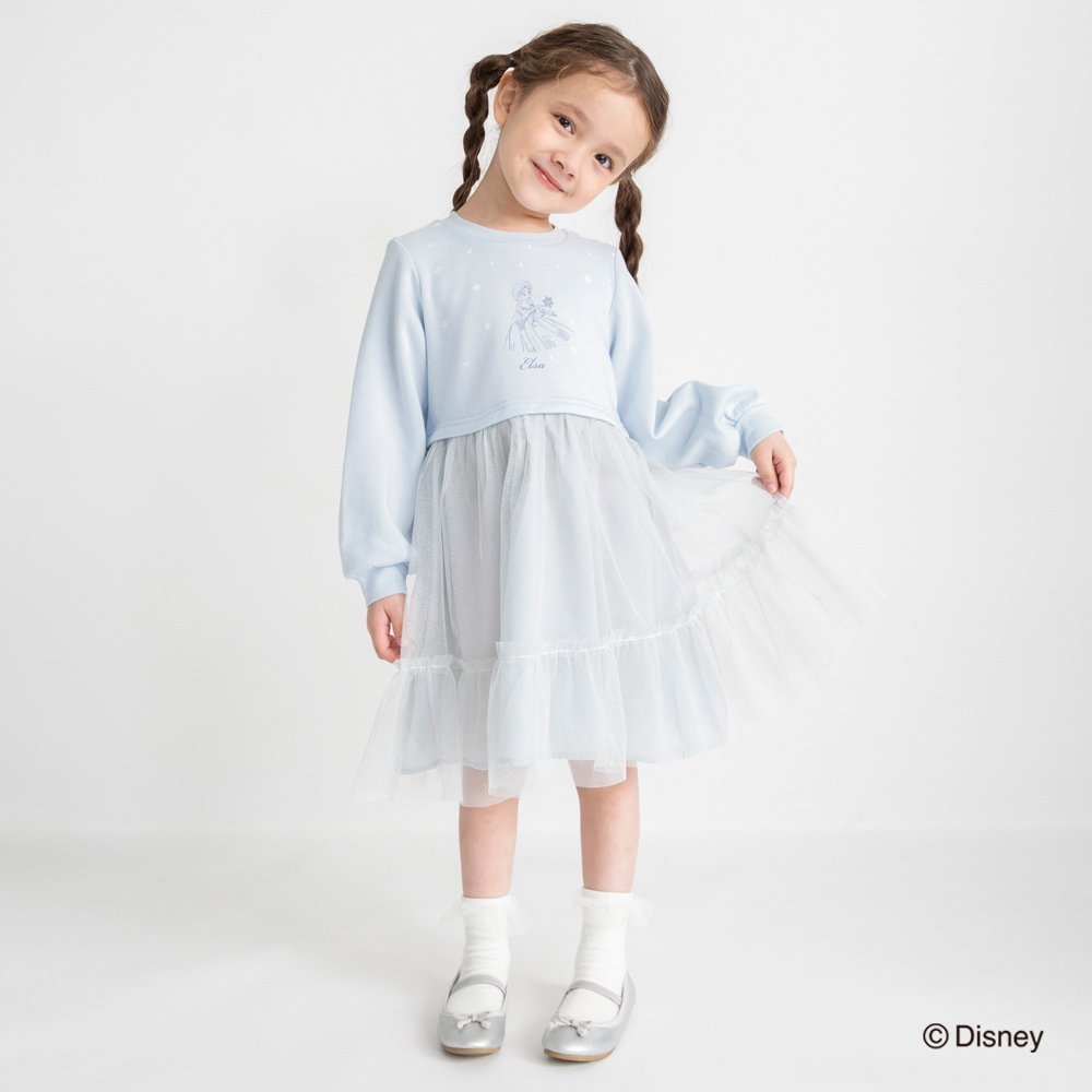 【ブランシェス/branshes / KIDS】の【DisneyCollection/ディズニーコレクション】裏起毛チュールドッキングワンピース インテリア・キッズ・メンズ・レディースファッション・服の通販 founy(ファニー) 　ファッション　Fashion　キッズファッション　Fashion for Kids　ワンピース　Dresses　キャラクター　Character, Licensed Characters　コレクション　Collection, Seasonal Line　トレーナー　Sweatshirt, Trainer　ドッキング　Docking, Mixed Material　ポケット　Pocket, Pocket Detail　人気　Popular, Best Seller　サックス|ID: prp329100004786446 ipo3291000000034961005