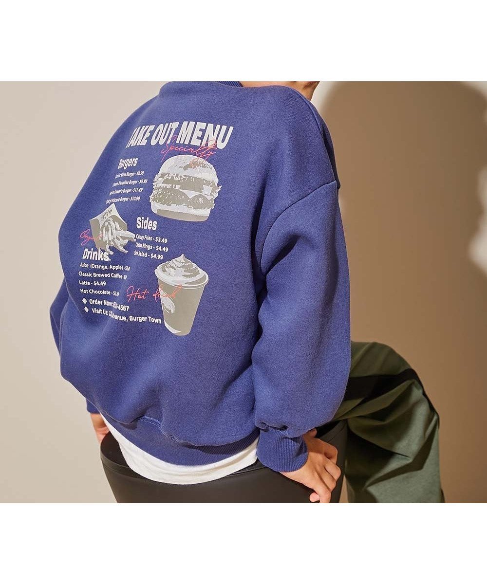 【デビロック/devirock / KIDS】のデビラボ プリント 裏起毛 BIGシルエットトレーナー トレーナー トップス 25AW インテリア・キッズ・メンズ・レディースファッション・服の通販 founy(ファニー) 　ファッション　Fashion　キッズファッション　Fashion for Kids　トップス・カットソー　Cut & Sew Tops　トレンド　Trend, Trending Now　トレーナー　Sweatshirt, Trainer　プリント　Print, Printed Pattern　おすすめ　Recommended / Our Picks　2025年　2025　2025-2026秋冬・A/W　Autumn/Winter 2025–26 AW25–26　020-バーガー-オールドブルー|ID: prp329100004786463 ipo3291000000034773748