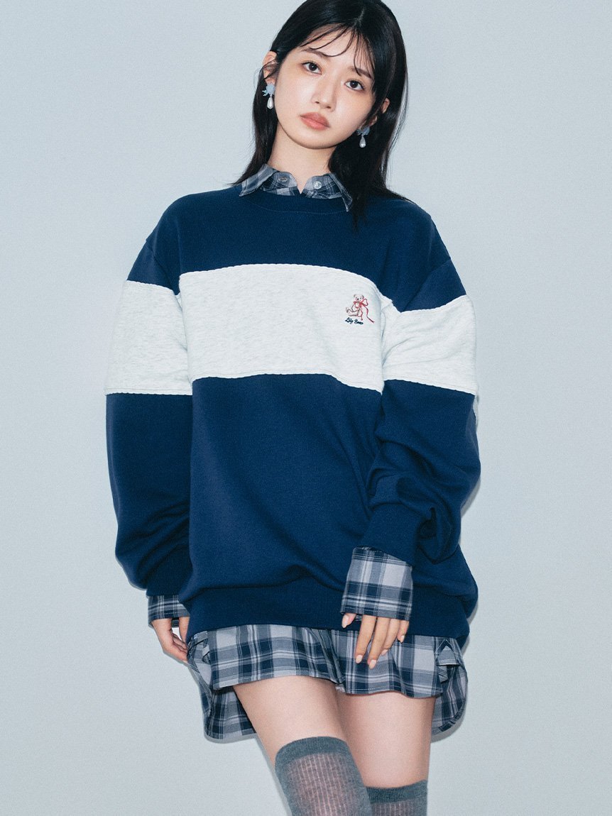 【リリーブラウン/Lily Brown】のLily Bearリボンスウェット インテリア・キッズ・メンズ・レディースファッション・服の通販 founy(ファニー) 　ファッション　Fashion　レディースファッション　Fashion for Women　トップス・カットソー　Cut & Sew Tops　レディースパーカー・カジュアルフーディー　Casual Hoodies & Sweatshirts　スウェット・クルーネックトップス　Sweatshirts & Crewnecks / Relaxed Fit Sweat Tops　スウェット / スエット　Sweatshirt, Sweatwear　スマート　Smart, Elegant　パイピング　Piping, Trim Design　モチーフ　Motif, Design Theme　リボン　Ribbon, Bow　人気　Popular, Best Seller　無地　Plain, Solid Color　NVY[089]|ID: prp329100004786464 ipo3291000000034797983