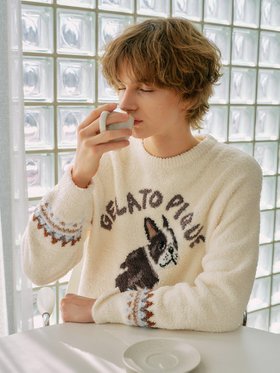 【ジェラートピケ オム/GELATO PIQUE HOMME / MEN】の【HOMME】パウダーDOGジャガードプルオーバー 人気、トレンドファッション・服の通販 founy(ファニー) ファッション Fashion メンズファッション Fashion for Men トップス・カットソー Cut & Sew Tops スマート Smart, Elegant セットアップ Set-Up, Coordinated Outfit パウダー Powder, Soft Tone フレンチ French, French Style ロング Long, Long-Length 犬 Dog |ID:prp329100004786519