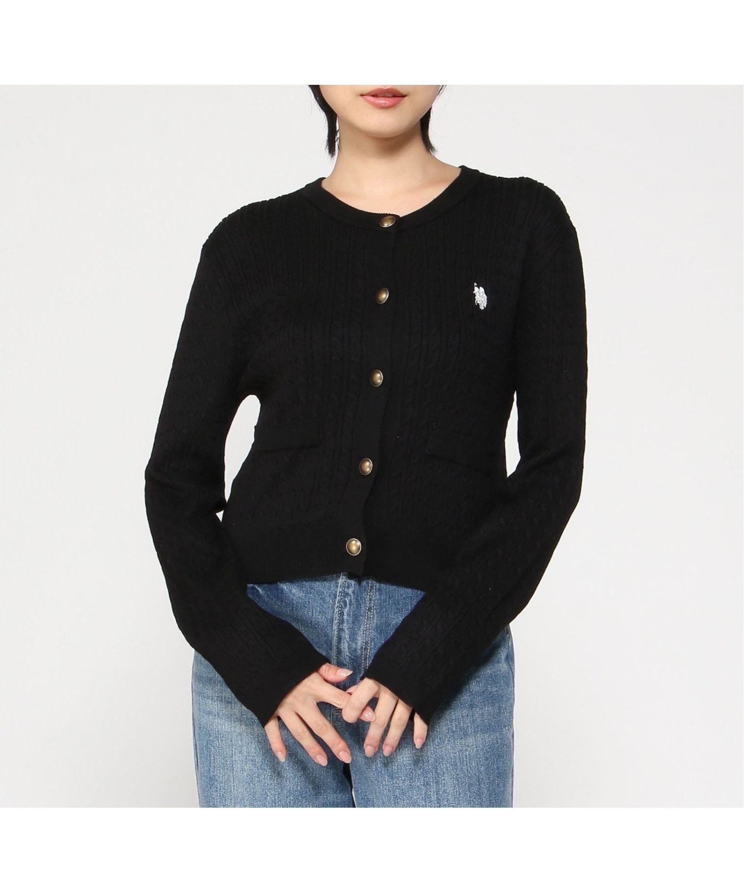 【ラナン/Ranan】のRanan/ U.S.P ゴールド調ボタン刺繍ケーブルカーディガン インテリア・キッズ・メンズ・レディースファッション・服の通販 founy(ファニー) 　ファッション　Fashion　レディースファッション　Fashion for Women　トップス・カットソー　Cut & Sew Tops　カーディガン・羽織り　Layered Style Cardigans　イタリア　Italy　腕時計　Wristwatch　カーディガン　Cardigan, Knitwear　キャップ　Cap, Baseball Cap　コレクション　Collection, Seasonal Line　シンプル　Simple, Minimal　スウェット / スエット　Sweatshirt, Sweatwear　スラックス　Slacks, Dress Pants　タイトスカート　Pencil Skirt, Tight Skirt　デニム　Denim, Jeans Material　フィット　Fit, Slim Fit　フェミニン　Feminine, Girly　ベーシック　Basic, Essential　ポケット　Pocket, Pocket Detail　別注　Limited Edition, Custom Order　羽織　Haori, Light Jacket　メンズ　Men's, Menswear　ワンポイント　One Point, Statement Accent　おすすめ　Recommended / Our Picks　エレガント 上品　Elegant　ビジネス 仕事 通勤　Business / Work / Commuting　2025年　2025　2025-2026秋冬・A/W　Autumn/Winter 2025–26 AW25–26　BL|ID: prp329100004786576 ipo3291000000035227222