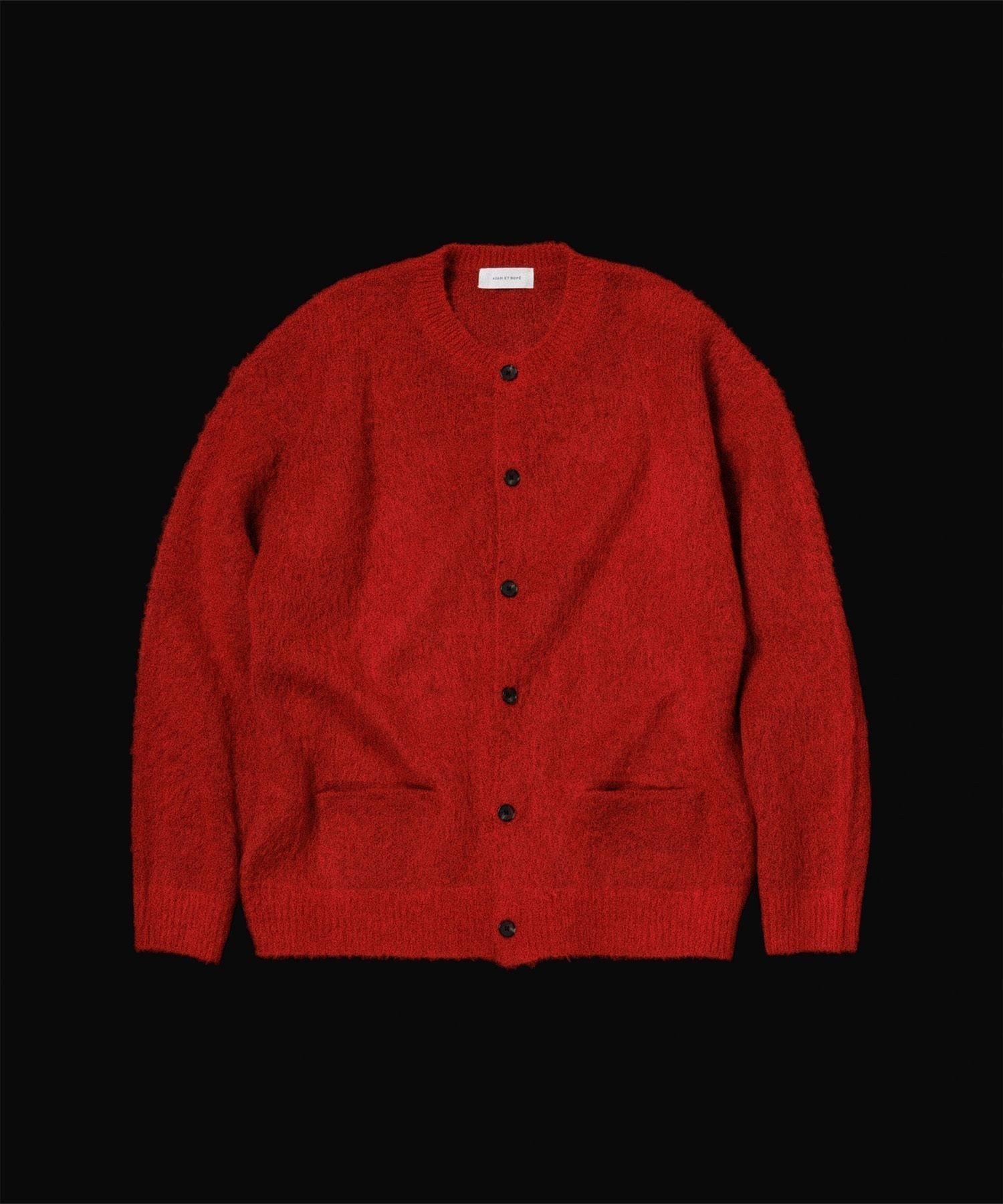 【アダムエロペ /ADAM ET ROPE' / MEN】のモヘアミックス オーバーサイズ クルーネックカーディガン インテリア・キッズ・メンズ・レディースファッション・服の通販 founy(ファニー) 　ファッション　Fashion　メンズファッション　Fashion for Men　インナー　Innerwear　カーディガン　Cardigan, Knitwear　ジャカード／ジャガード　Jacquard, Woven Pattern　ダウン　Down, Puffer　ダブル　Double, Double-Breasted　ブルゾン　Blouson, Bomber Jacket　ポケット　Pocket, Pocket Detail　ミックス　Mix, Mixed Style　リラックス　Relax, Relaxed Fit　冬　Winter / This Winter　A/W・秋冬　Autumn/Winter　おすすめ　Recommended / Our Picks　エレガント 上品　Elegant　2025年　2025　2025-2026秋冬・A/W　Autumn/Winter 2025–26 AW25–26　レッド(60)|ID: prp329100004786711 ipo3291000000034743864