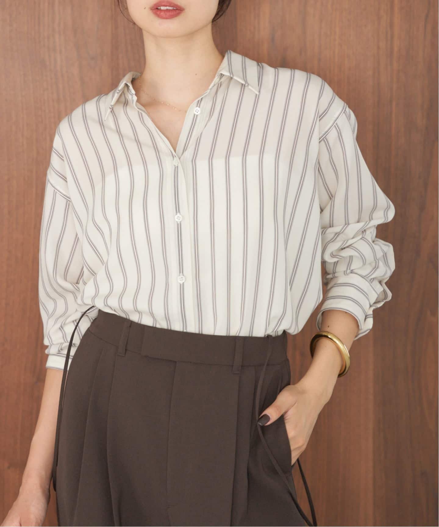 【イエナ/IENA】のリヨセルストライプレギュラーシャツ インテリア・キッズ・メンズ・レディースファッション・服の通販 founy(ファニー) 　ファッション　Fashion　レディースファッション　Fashion for Women　トップス・カットソー　Cut & Sew Tops　シャツ・ブラウス・オフィスカジュアル　Elegant Blouses & Button-Ups　2025年　2025　2025-2026秋冬・A/W　Autumn/Winter 2025–26 AW25–26　ストライプ　Stripe, Striped Pattern　スラックス　Slacks, Dress Pants　レギュラー　Regular, Standard Fit　ナチュラル|ID: prp329100004786813 ipo3291000000034823687