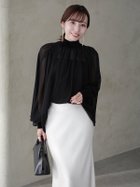 【アニュアンス/anuans】のジョーゼットフレアブラウス BLACK|ID: prp329100004786829 ipo3291000000034779884