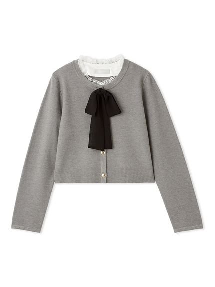 【セルフォード/CELFORD】のデタッチャブルリボン カラーカーディガン 人気、トレンドファッション・服の通販 founy(ファニー) 　ファッション　Fashion　レディースファッション　Fashion for Women　トップス・カットソー　Cut & Sew Tops　カーディガン・羽織り　Layered Style Cardigans　カーディガン　Cardigan, Knitwear　シンプル　Simple, Minimal　ジャケット　Jacket, Outerwear　スマート　Smart, Elegant　ボックス　Boxy, Box Shape　リボン　Ribbon, Bow　レース　Lace, Lace Fabric　 other-1|ID: prp329100004786855 ipo3291000000035134437