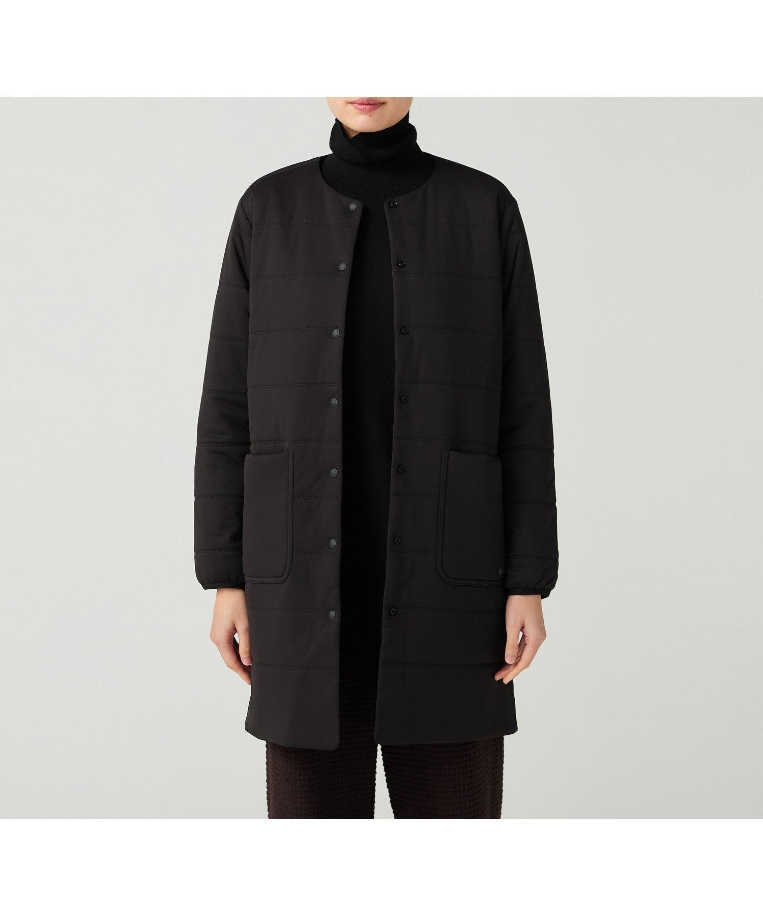 【スノーピーク/SNOW PEAK】のFlexible Insulated Long Cardigan インテリア・キッズ・メンズ・レディースファッション・服の通販 founy(ファニー) 　ファッション　Fashion　レディースファッション　Fashion for Women　トップス・カットソー　Cut & Sew Tops　カーディガン・羽織り　Layered Style Cardigans　カーディガン　Cardigan, Knitwear　コーティング　Coating, Coated Finish　シンプル　Simple, Minimal　ストレッチ　Stretch, Stretchy Fabric　ストール　Stole, Wrap　スマート　Smart, Elegant　タートルネック　Turtleneck, High Neck　パッチ　Patch, Appliqué　ファブリック　Fabric, Textile　フィット　Fit, Slim Fit　ポケット　Pocket, Pocket Detail　防寒　Cold Protection, Winter-Ready　ライナー　Liner, Inner Layer　ロング　Long, Long-Length　A/W・秋冬　Autumn/Winter　冬　Winter / This Winter　2025年　2025　2025-2026秋冬・A/W　Autumn/Winter 2025–26 AW25–26　BLACK|ID: prp329100004786882 ipo3291000000036268627