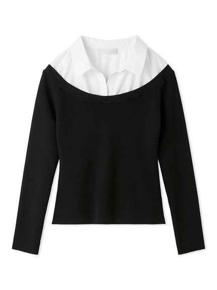 【セルフォード/CELFORD】のシャツレイヤードニットプルオーバー インテリア・キッズ・メンズ・レディースファッション・服の通販 founy(ファニー) 　ファッション　Fashion　レディースファッション　Fashion for Women　トップス・カットソー　Cut & Sew Tops　ニット　Knit Tops & Sweaters　シャツ・ブラウス・オフィスカジュアル　Elegant Blouses & Button-Ups　カジュアルプルオーバー・ニットトップス　Pullovers & Knit Tops / Casual Pullovers　スマート　Smart, Elegant　BLK[009]|ID: prp329100004786948 ipo3291000000035022151