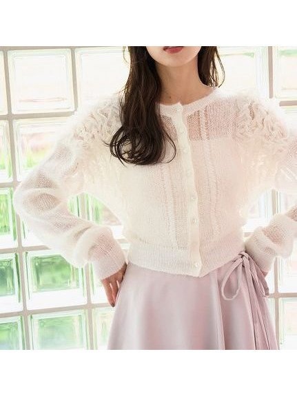 【スナイデル/SNIDEL】の【Chacott】チュールスリーブニットカーディガン インテリア・キッズ・メンズ・レディースファッション・服の通販 founy(ファニー) 　ファッション　Fashion　レディースファッション　Fashion for Women　トップス・カットソー　Cut & Sew Tops　ニット　Knit Tops & Sweaters　カーディガン・羽織り　Layered Style Cardigans　ウェーブ　Wavy Pattern　キャミソール　Camisole, Spaghetti Strap Top　シフォン　Chiffon, Lightweight Fabric　ショルダー　Shoulder, Shoulder Strap　スマート　Smart, Elegant　ドロップ　Drop Shoulder, Dropped Style　バレエ　Ballet, Ballet Style　フェミニン　Feminine, Girly　フリル　Frill, Ruffle　おすすめ　Recommended / Our Picks　OWHT[002]|ID: prp329100004786966 ipo3291000000034744807