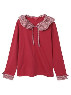 【ピンクハウス/PINK HOUSE】のギンガムチェックフリル襟使いカットソー 人気、トレンドファッション・服の通販 founy(ファニー) ファッション Fashion レディースファッション Fashion for Women トップス・カットソー Cut & Sew Tops カットソー・ベーシックTシャツ Cut-and-Sewn Tops / Stretch Tees & Basics インナー Innerwear カットソー Cut and Sewn Top ギンガム Gingham, Gingham Fabric シルケット Silket, Silky Cotton チェック Check, Plaid, Tartan バランス Balance, Style Balance パッチワーク Patchwork, Mixed Fabric フリル Frill, Ruffle プリント Print, Printed Pattern リボン Ribbon, Bow エレガント 上品 Elegant |ID:prp329100004787198