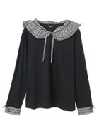 【ピンクハウス/PINK HOUSE】のギンガムチェックフリル襟使いカットソー 人気、トレンドファッション・服の通販 founy(ファニー) ファッション Fashion レディースファッション Fashion for Women トップス・カットソー Cut & Sew Tops カットソー・ベーシックTシャツ Cut-and-Sewn Tops / Stretch Tees & Basics インナー Innerwear カットソー Cut and Sewn Top ギンガム Gingham, Gingham Fabric シルケット Silket, Silky Cotton チェック Check, Plaid, Tartan バランス Balance, Style Balance パッチワーク Patchwork, Mixed Fabric フリル Frill, Ruffle プリント Print, Printed Pattern リボン Ribbon, Bow エレガント 上品 Elegant thumbnail ブラック|ID: prp329100004787198 ipo3291000000034929660