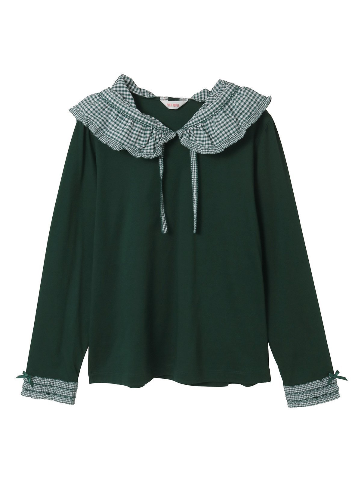 【ピンクハウス/PINK HOUSE】のギンガムチェックフリル襟使いカットソー インテリア・キッズ・メンズ・レディースファッション・服の通販 founy(ファニー) ファッション Fashion レディースファッション Fashion for Women トップス・カットソー Cut & Sew Tops カットソー・ベーシックTシャツ Cut-and-Sewn Tops / Stretch Tees & Basics インナー Innerwear カットソー Cut and Sewn Top ギンガム Gingham, Gingham Fabric シルケット Silket, Silky Cotton チェック Check, Plaid, Tartan バランス Balance, Style Balance パッチワーク Patchwork, Mixed Fabric フリル Frill, Ruffle プリント Print, Printed Pattern リボン Ribbon, Bow エレガント 上品 Elegant グリーン|ID: prp329100004787198 ipo3291000000034929661