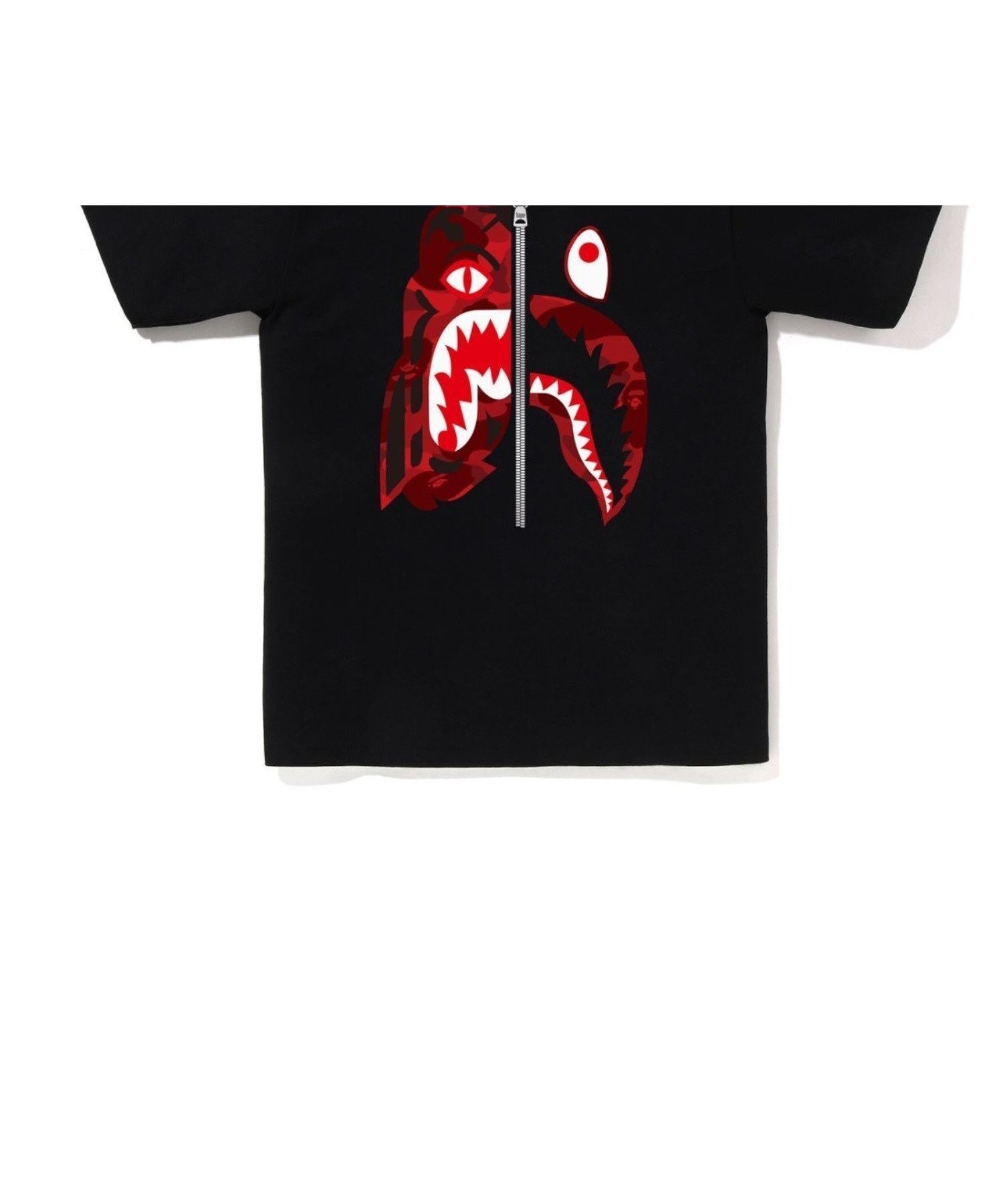【ア ベイシング エイプ/A BATHING APE】のCOLOR CAMO TIGER SHARK TEE インテリア・キッズ・メンズ・レディースファッション・服の通販 founy(ファニー) 　ファッション　Fashion　レディースファッション　Fashion for Women　インナー　Innerwear　ショート　Short, Short Length　スリーブ　Sleeve, Long Sleeve / Short Sleeve　フロント　Front, Front Design　プリント　Print, Printed Pattern　モチーフ　Motif, Design Theme　ラバー　Rubber, Rubber Sole　BK×RD|ID: prp329100004787223 ipo3291000000034899886