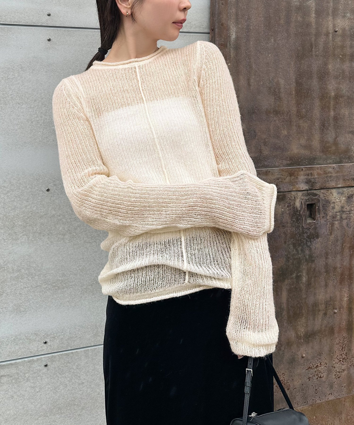 【セレクトモカ/SELECT MOCA】の【人気インフルエンサーコラボbySON】センターラインシアーニット インテリア・キッズ・メンズ・レディースファッション・服の通販 founy(ファニー) ファッション Fashion レディースファッション Fashion for Women トップス・カットソー Cut & Sew Tops ニット Knit Tops & Sweaters おすすめ Recommended / Our Picks シアー Sheer, See-Through シンプル Simple, Minimal センター Center, Center Line ビスチェ Bustier, Corset Top フィット Fit, Slim Fit エレガント 上品 Elegant 人気 Popular, Best Seller アイボリー-120|ID: prp329100004787237 ipo3291000000034812859